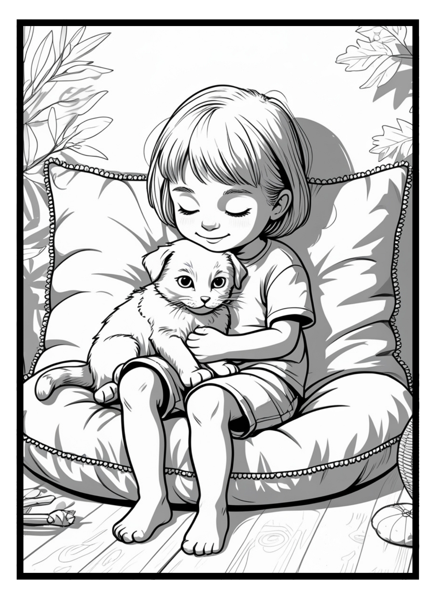 Cozy friends coloring book PDF free download sheet 1