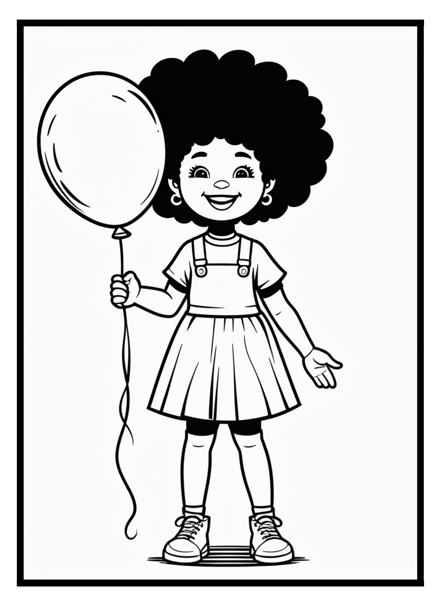 Cute girl coloring page printable reading sheet