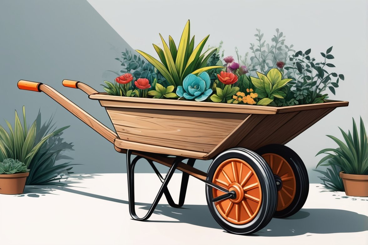 Old Garden Wheelbarrow Farm Coloring Page for Kids Free Printable