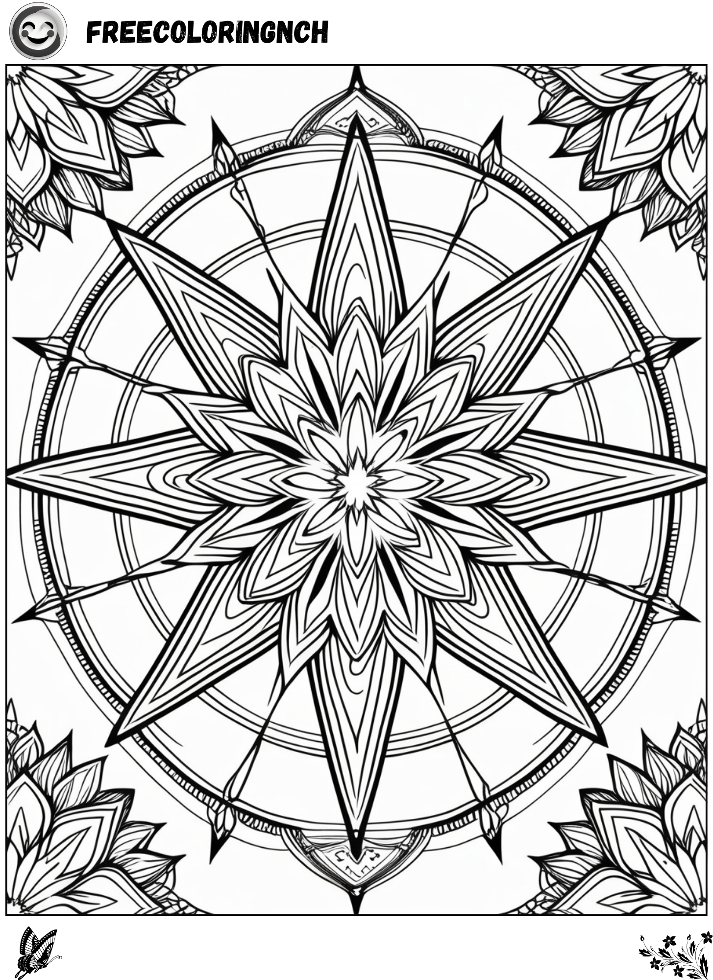 Celestial Star Mandala Coloring Page Printable