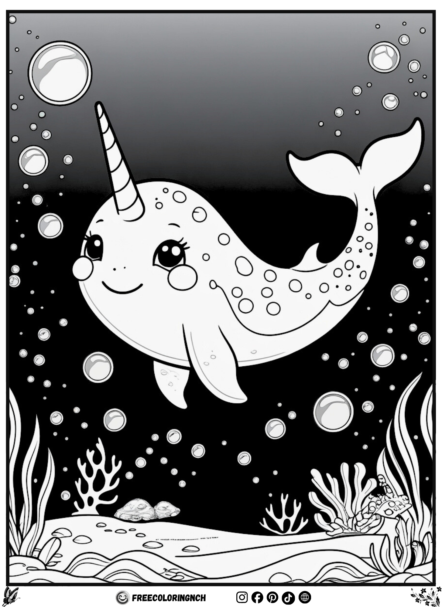 narwhal coloring pages printable free