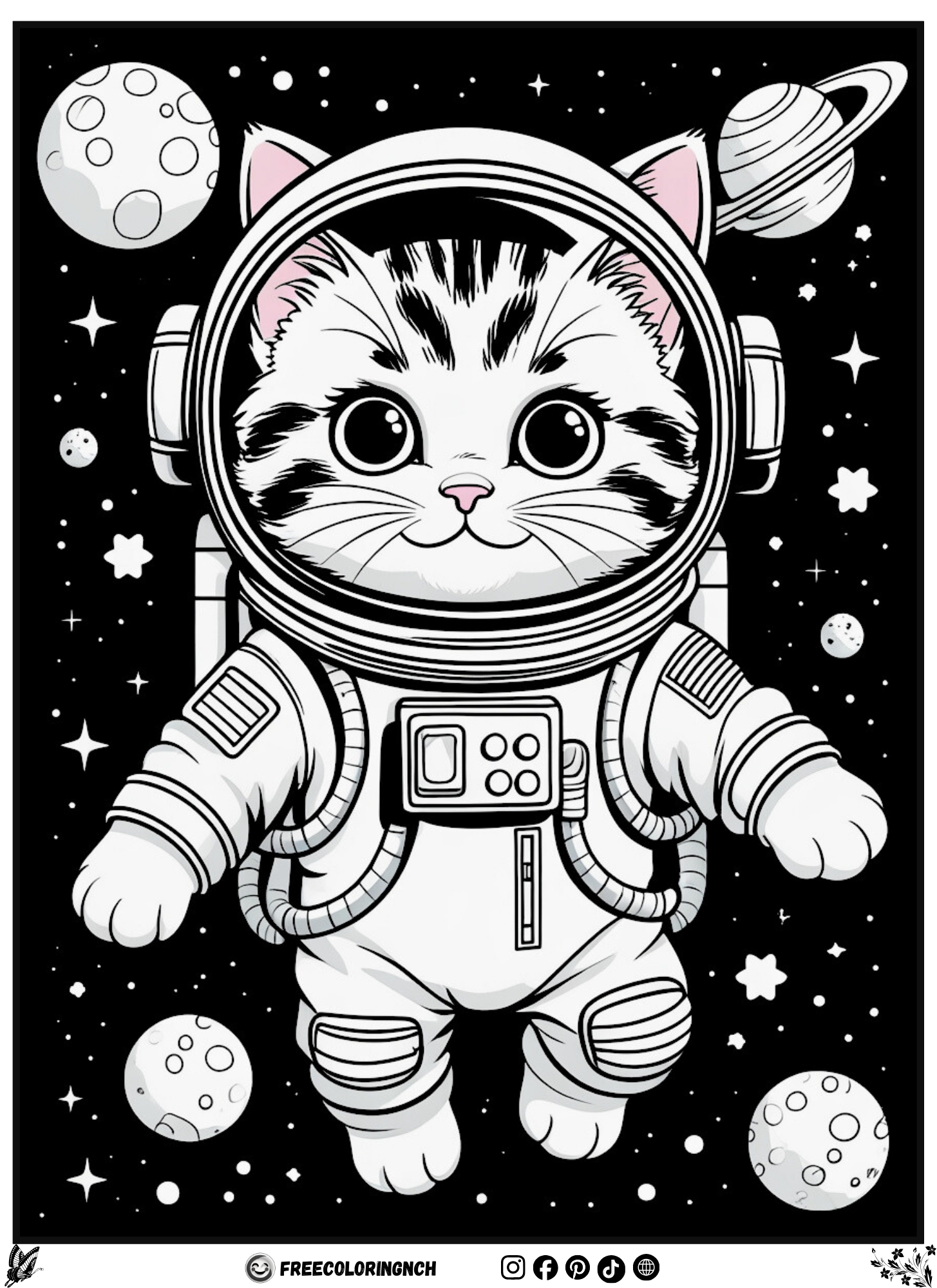 space kitten coloring pages printable free