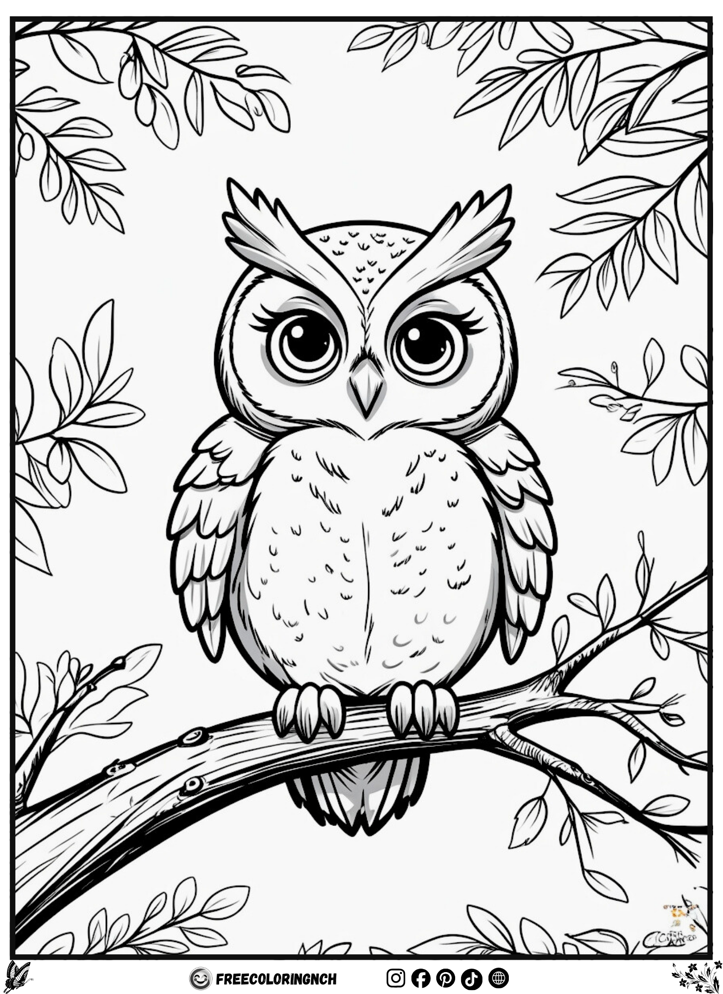 Wise Owl Forest Coloring Page