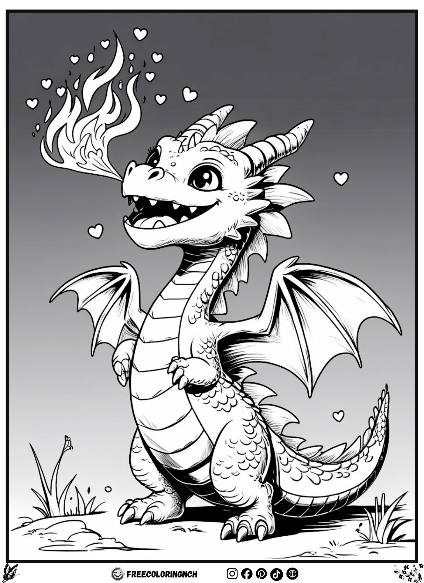 Funny Dragon Free Printable Coloring Page