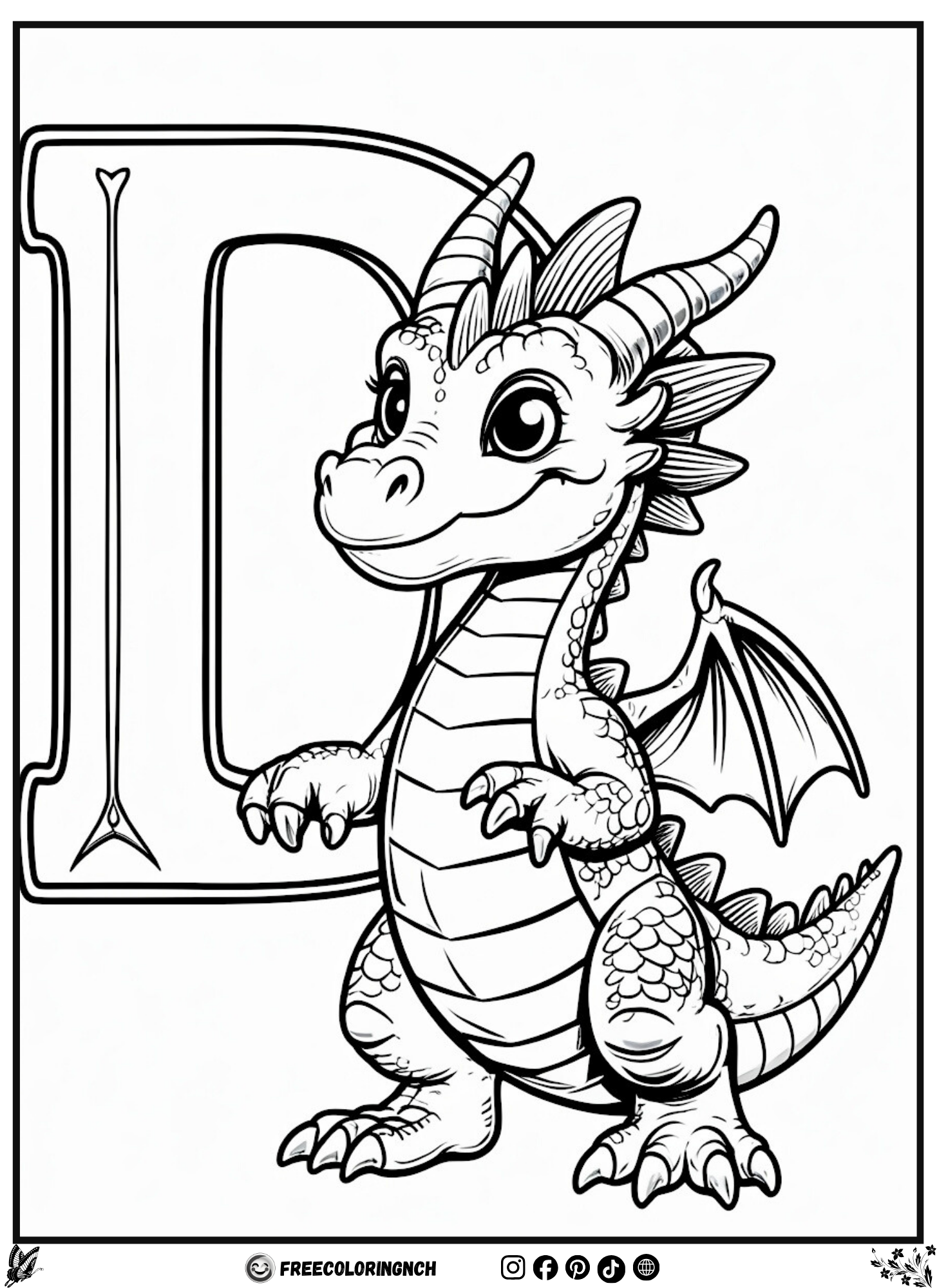 Dragon Alphabet Free Printable Coloring Page