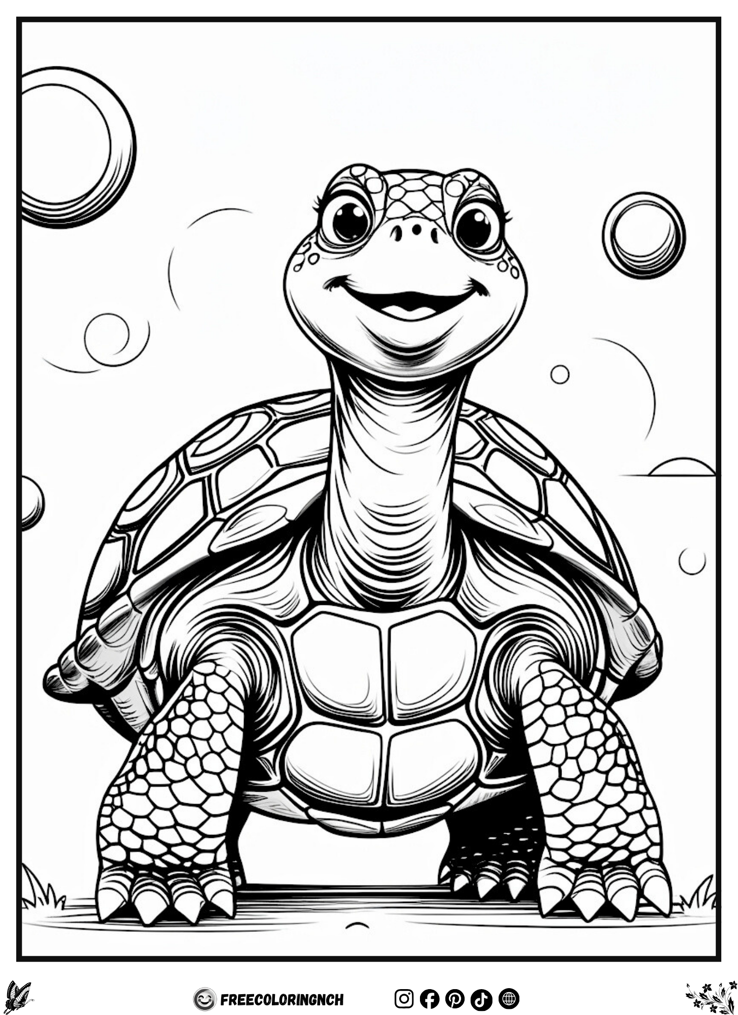 Cute turtle easy animal coloring page for kids