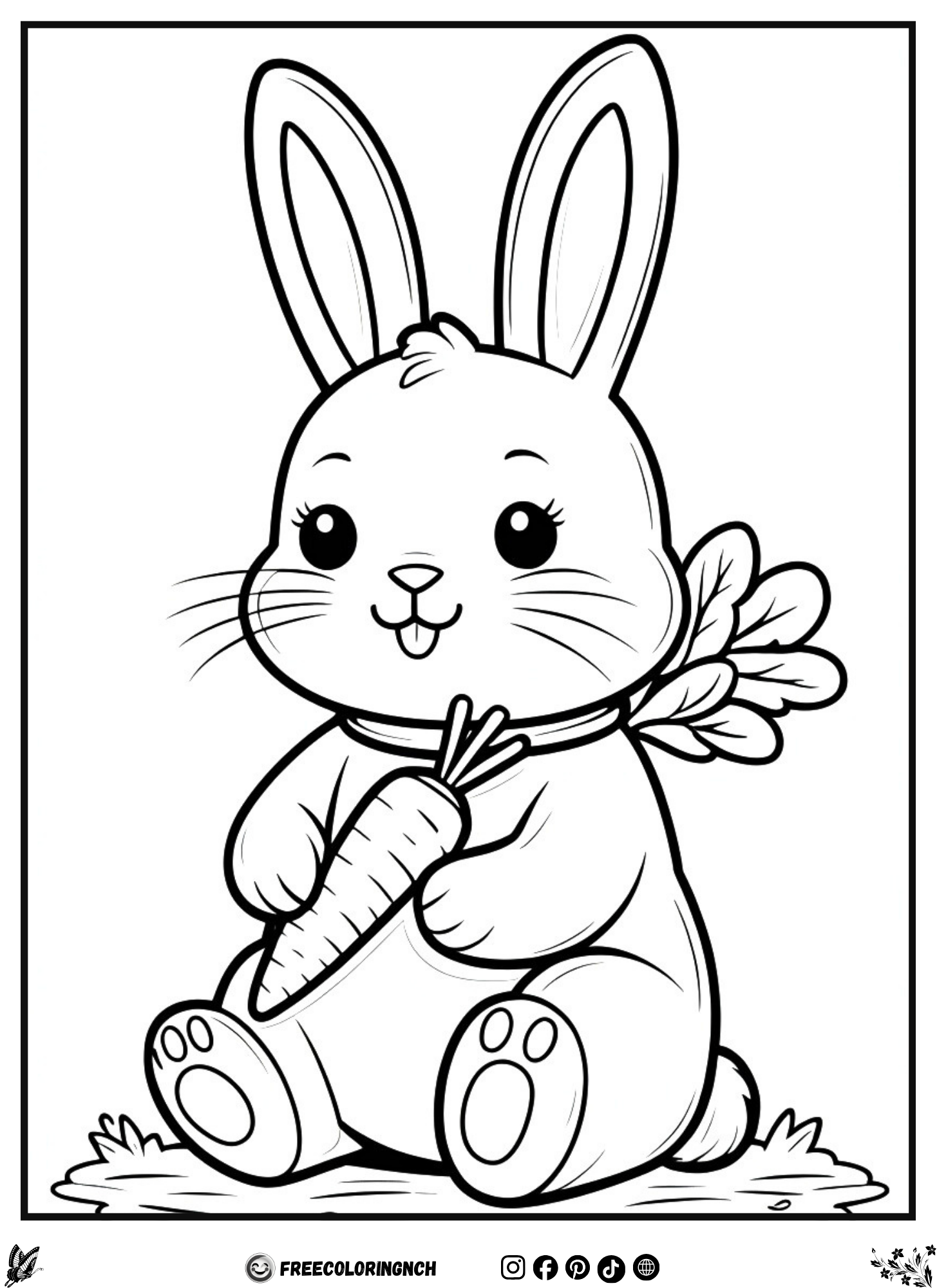 Kawaii Bunny Coloring Sheet