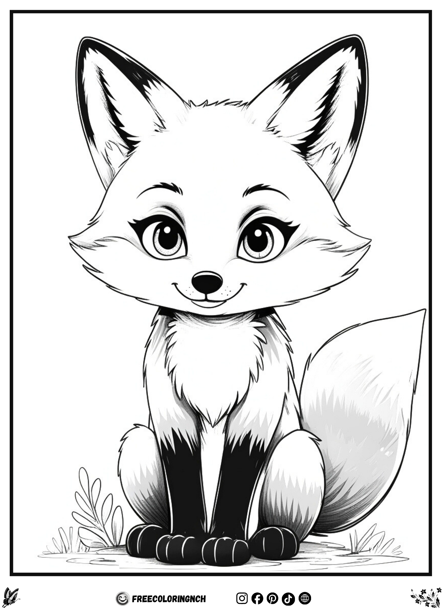 Kawaii Fox Coloring Sheet