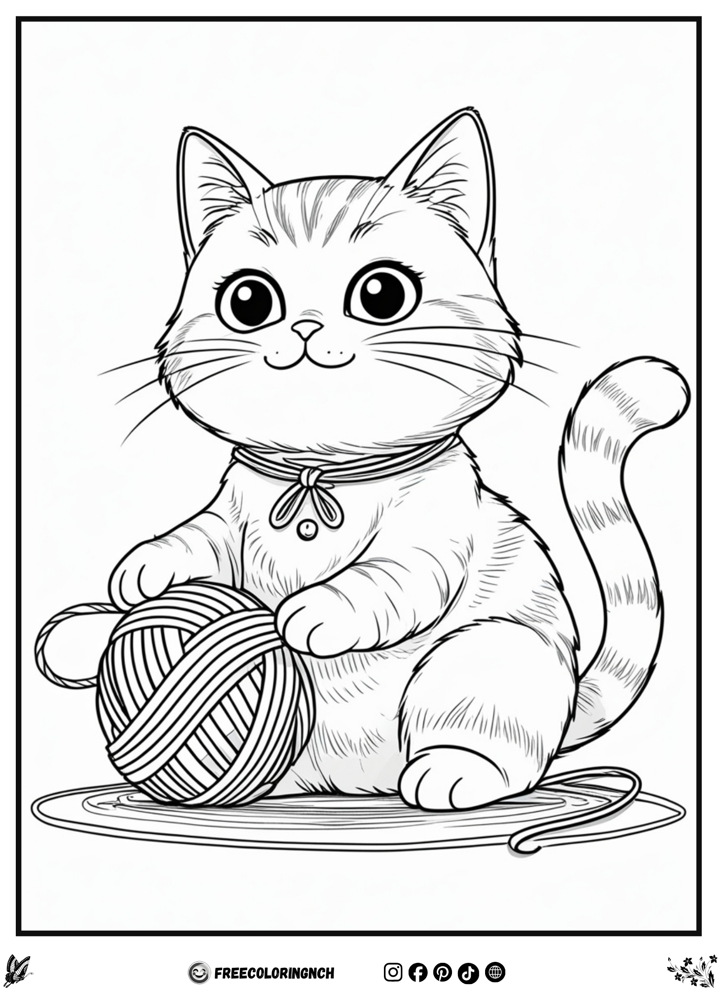 Kawaii Kitten Coloring Sheet