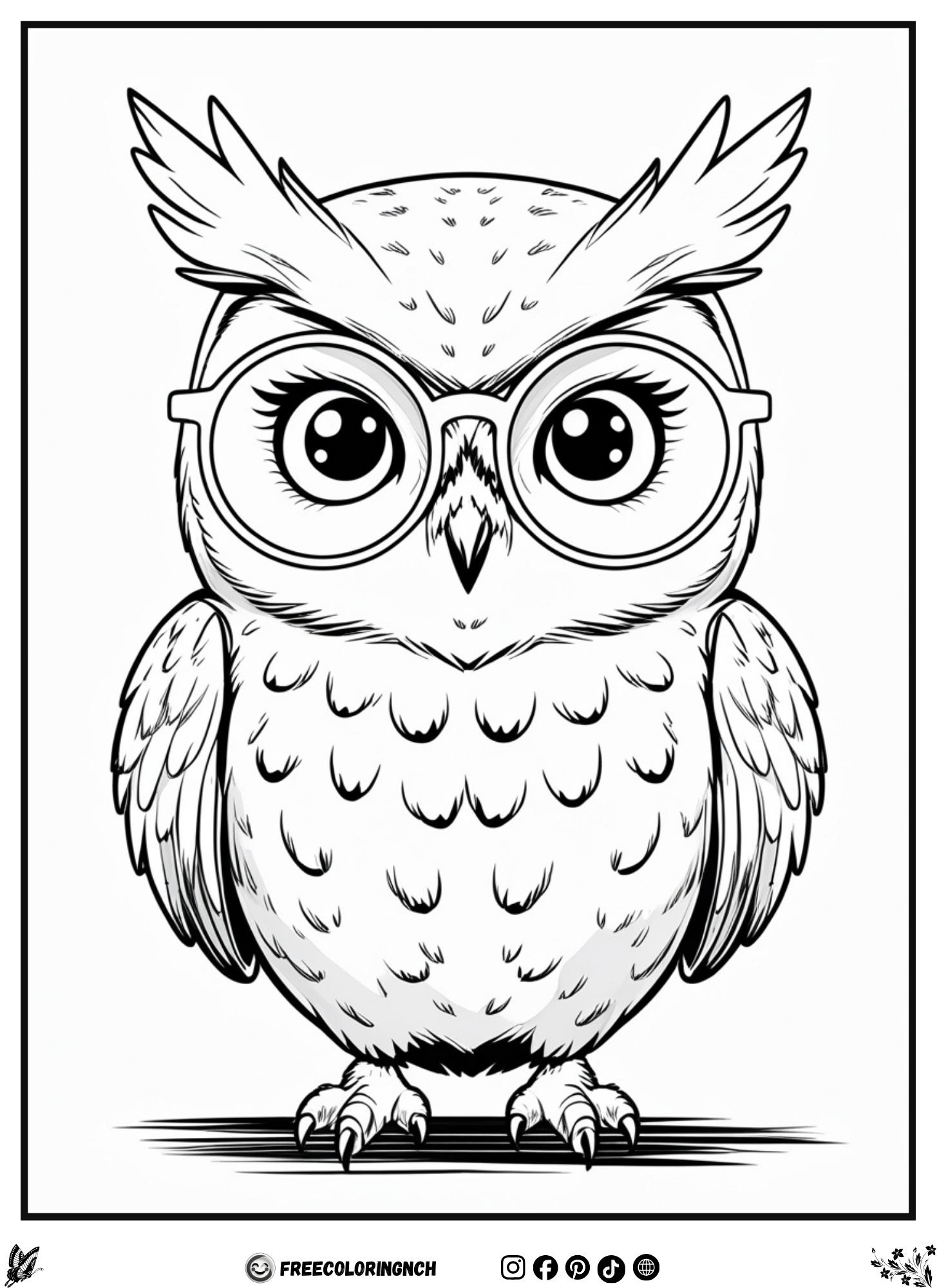 Kawaii Owl Coloring Sheet