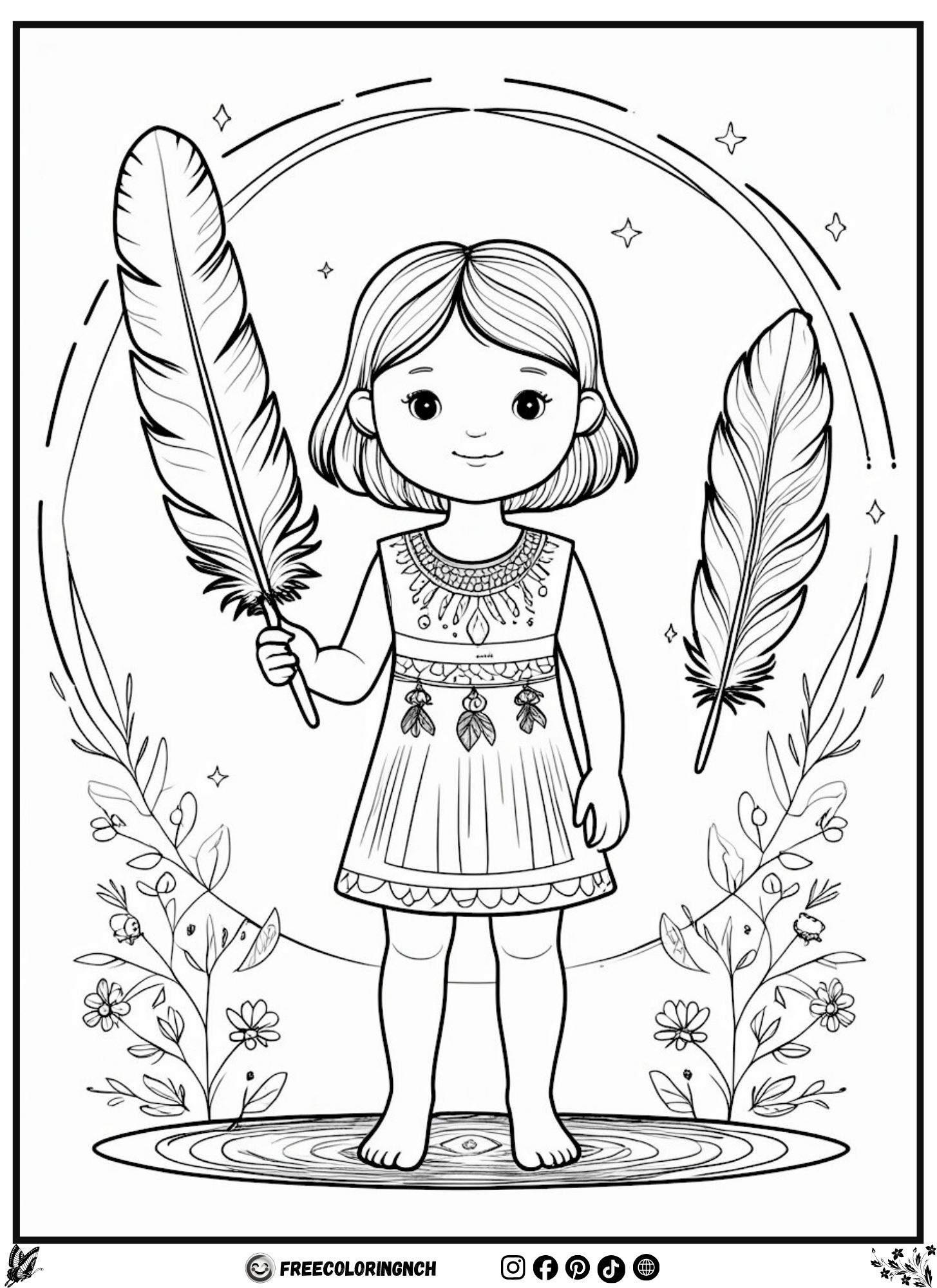 I am gentle feather affirmation coloring page for kids free printable