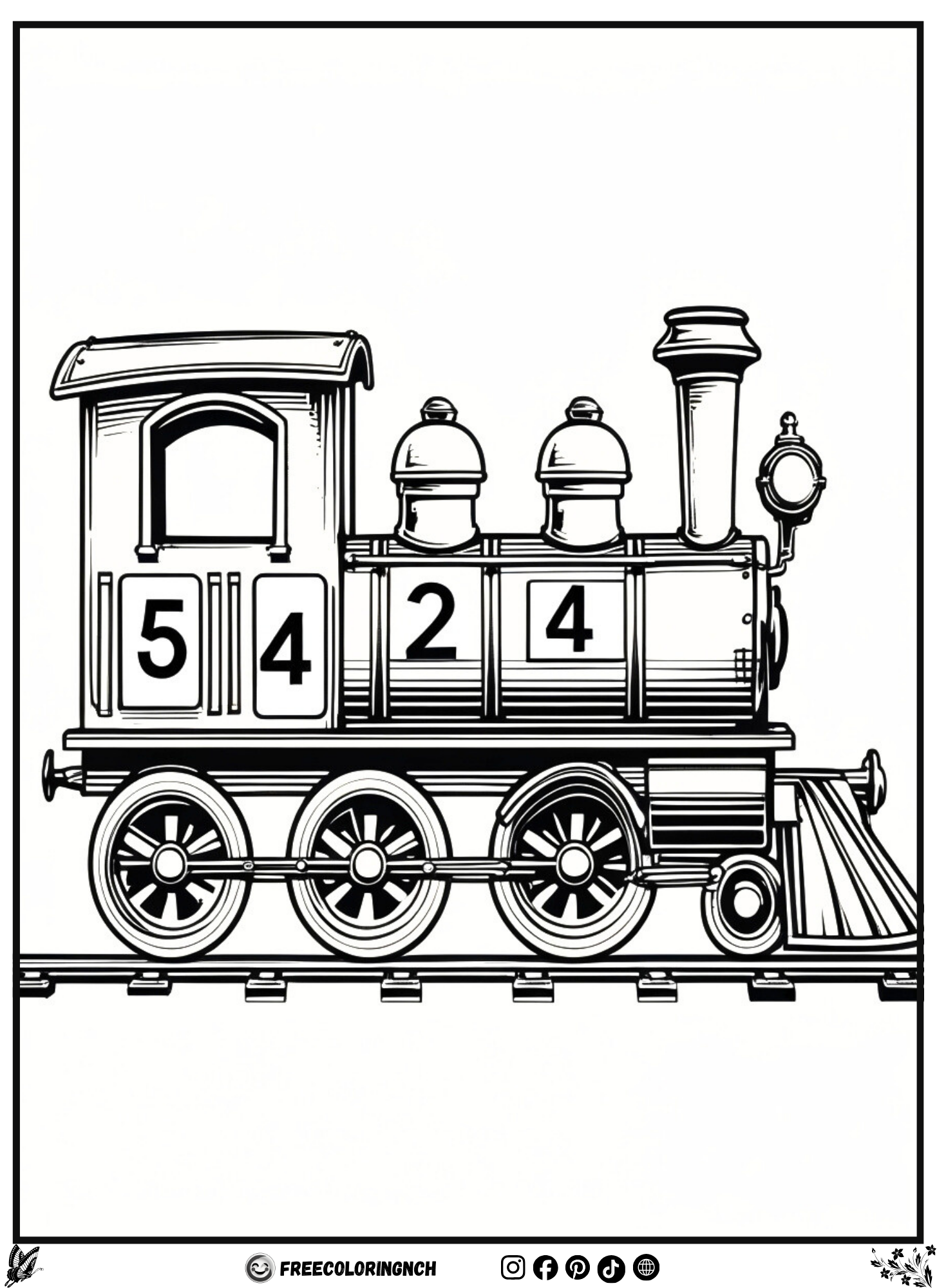 Free fun coloring sheets - Vintage train number coloring page free printable