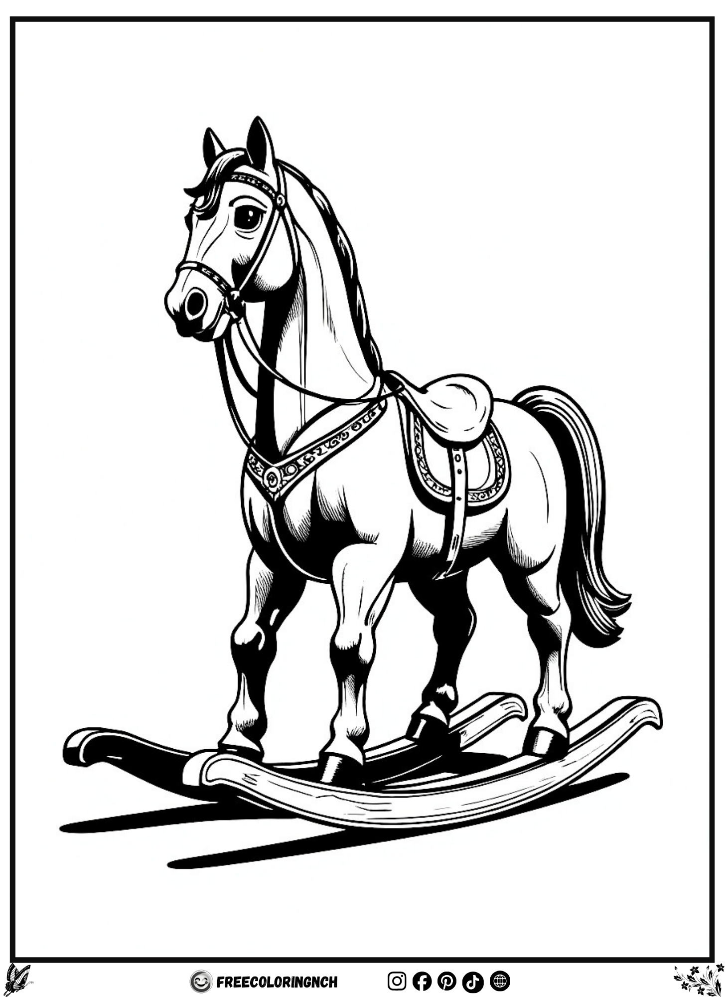 old rocking horse coloring page vintage toy free printable