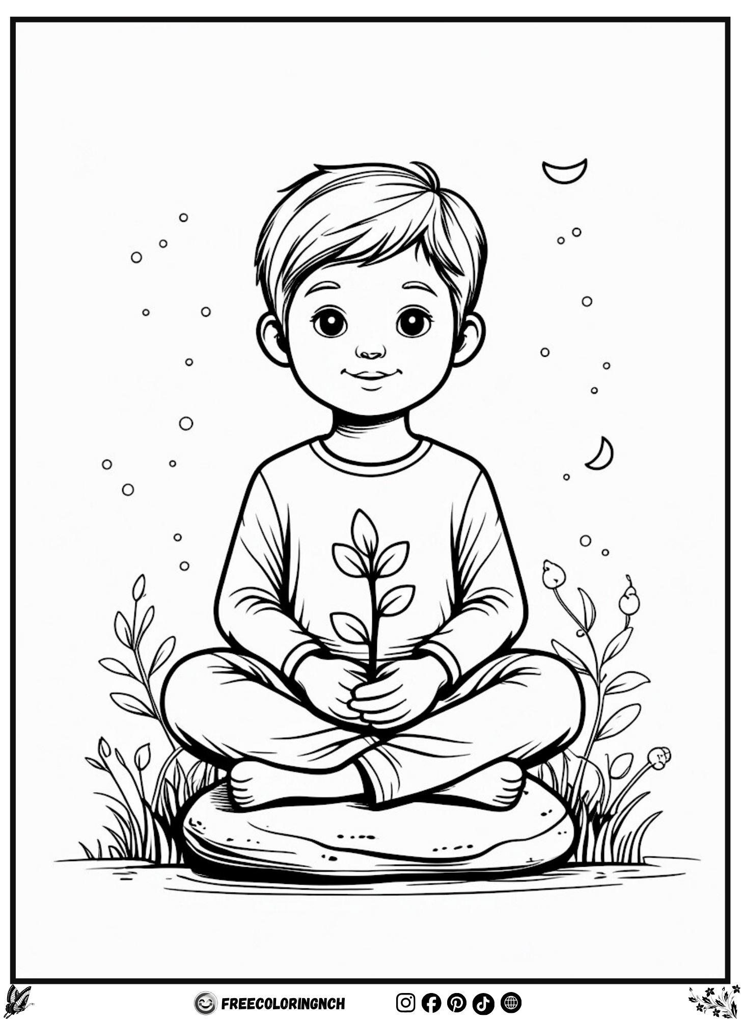 Seedling Calm Zen Minimalist Coloring Page