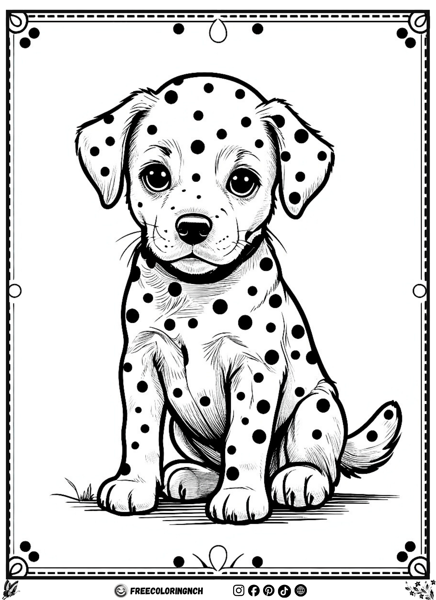Free fun coloring sheets - Vintage Polka Dot Puppy coloring page free printable