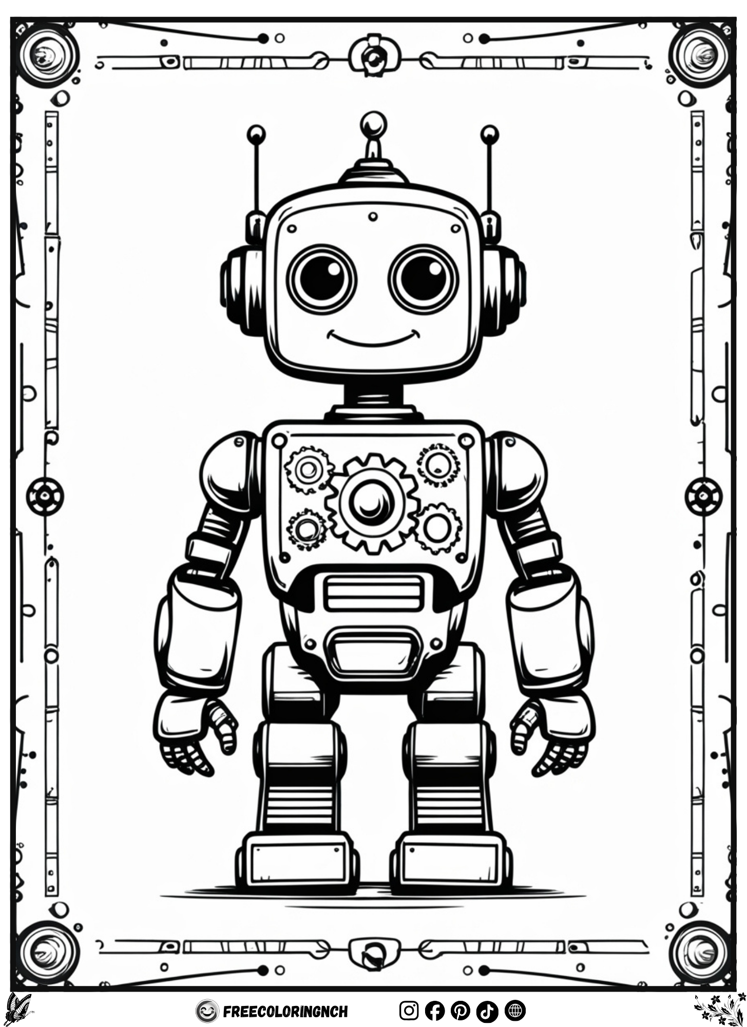 Free fun coloring sheets - Vintage robot coloring page free printable