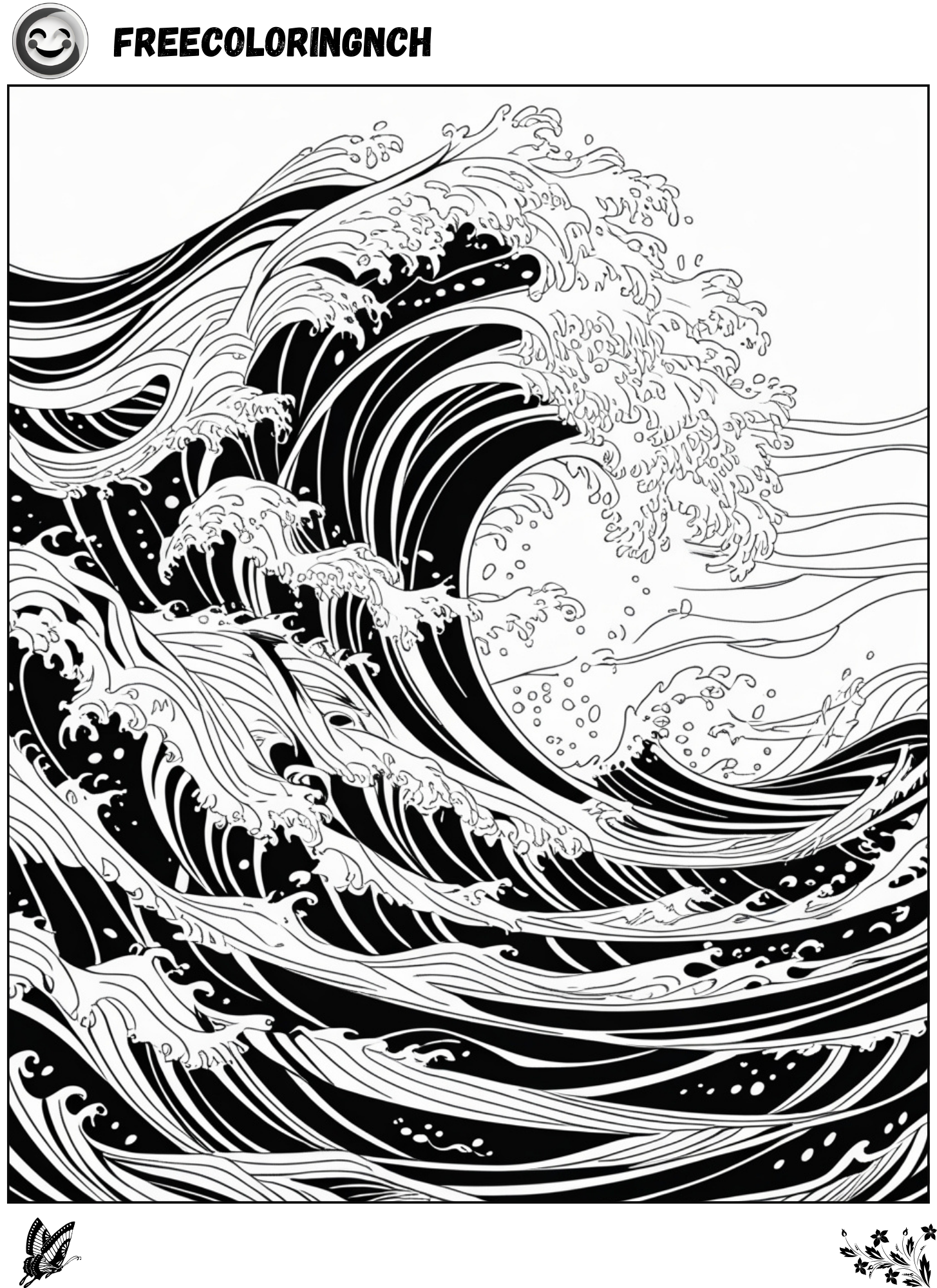 Ocean Wave Mandala Coloring Page Printable