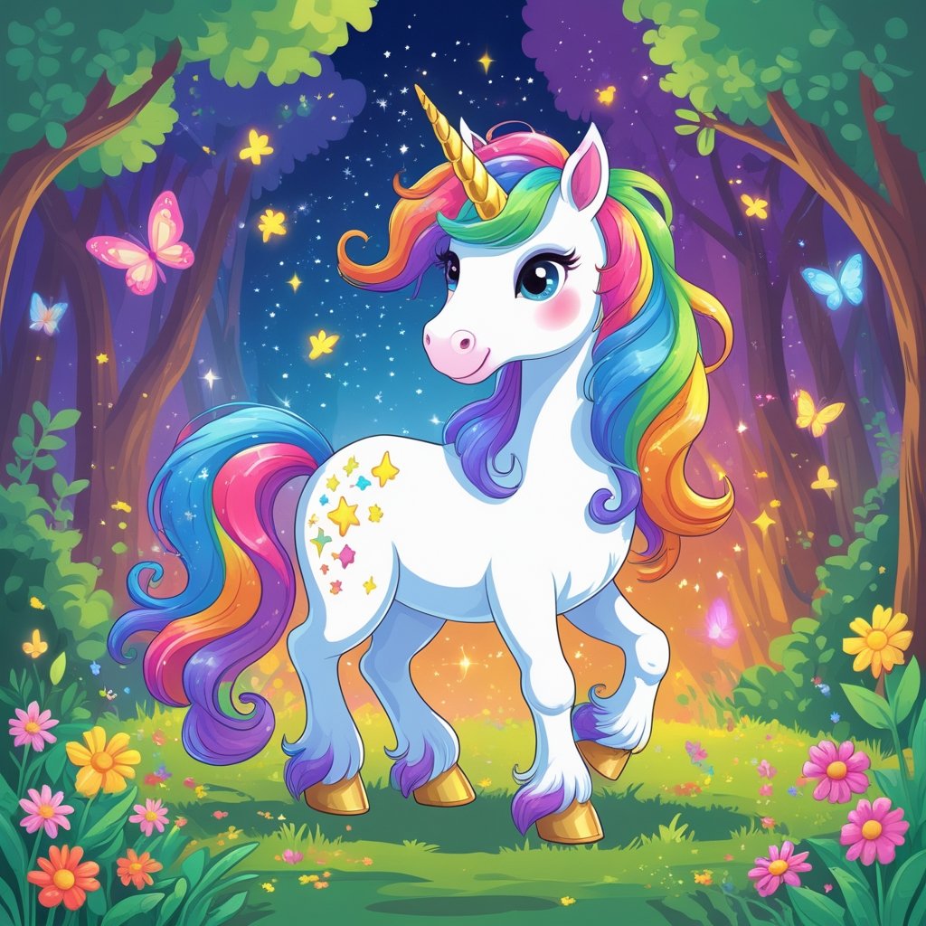 Fully Colored Spirit Unicorn Coloring Sheet for Kids – Cute and Magical Educational Activity
