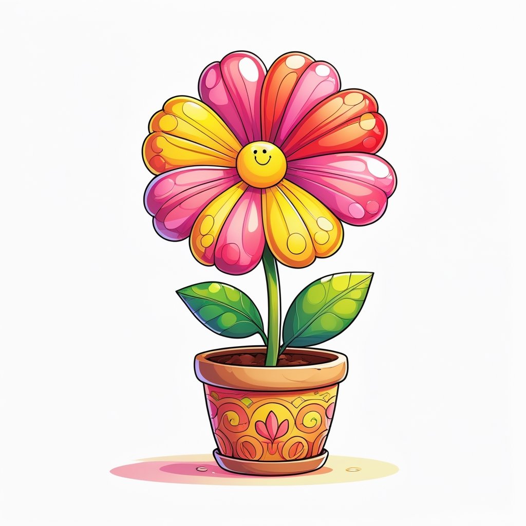 Perfectly colored cute beautiful flower coloring sheet for kids, free printable from FreeColoringNCH