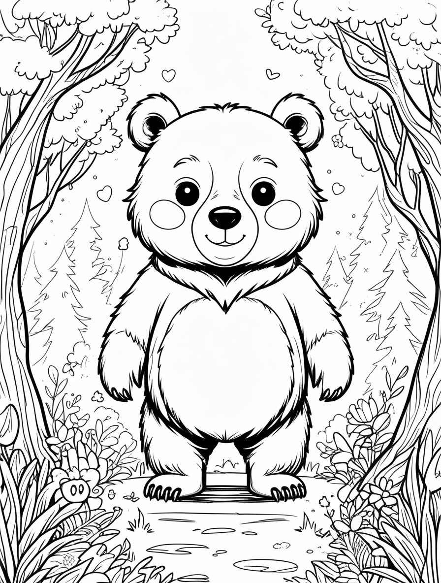 Gentle Spirit Bear Coloring Page - Spirit Animal Coloring Pages