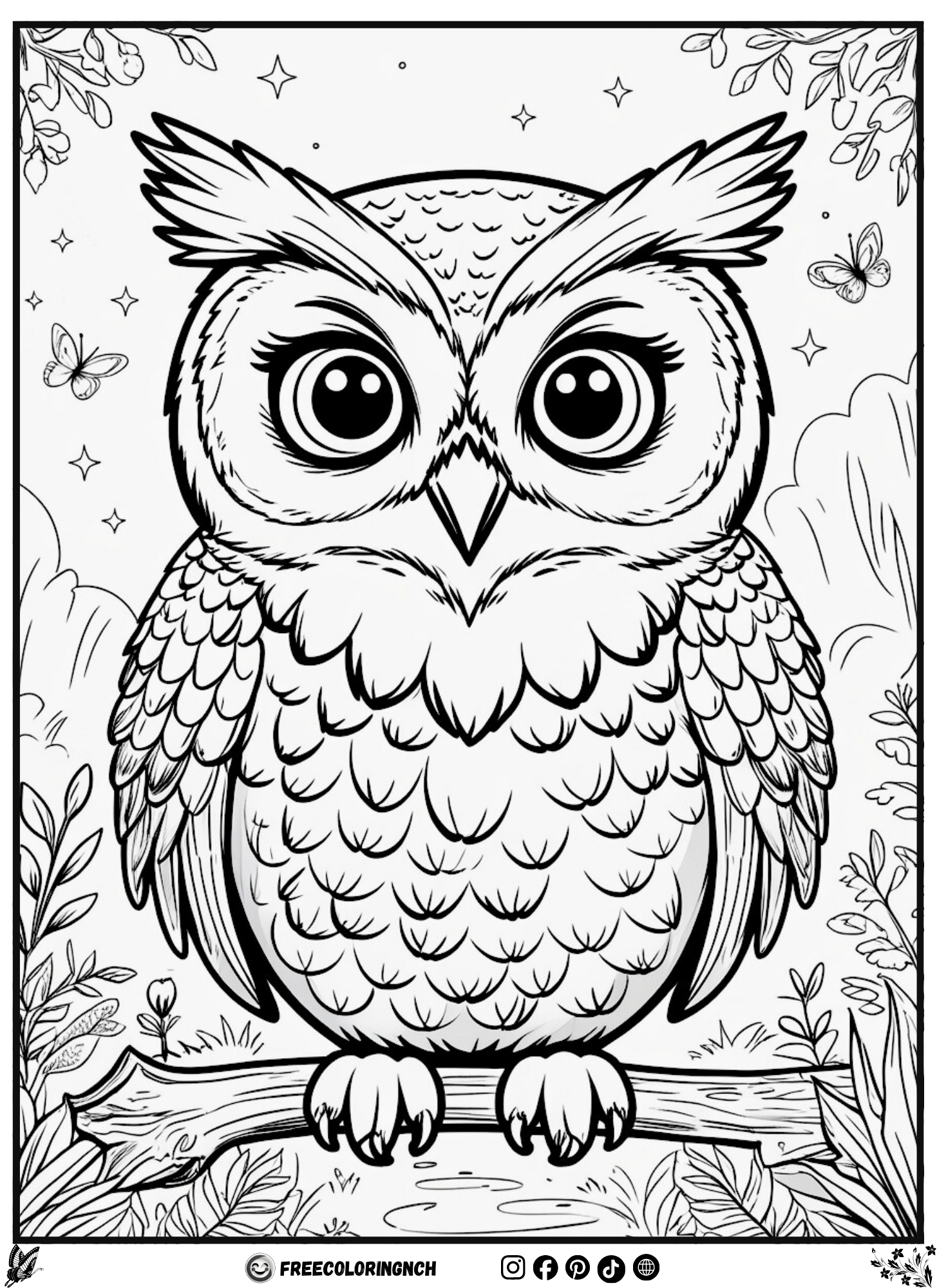 Friendly Spirit Owl Coloring Page - Spirit Animal Coloring Pages