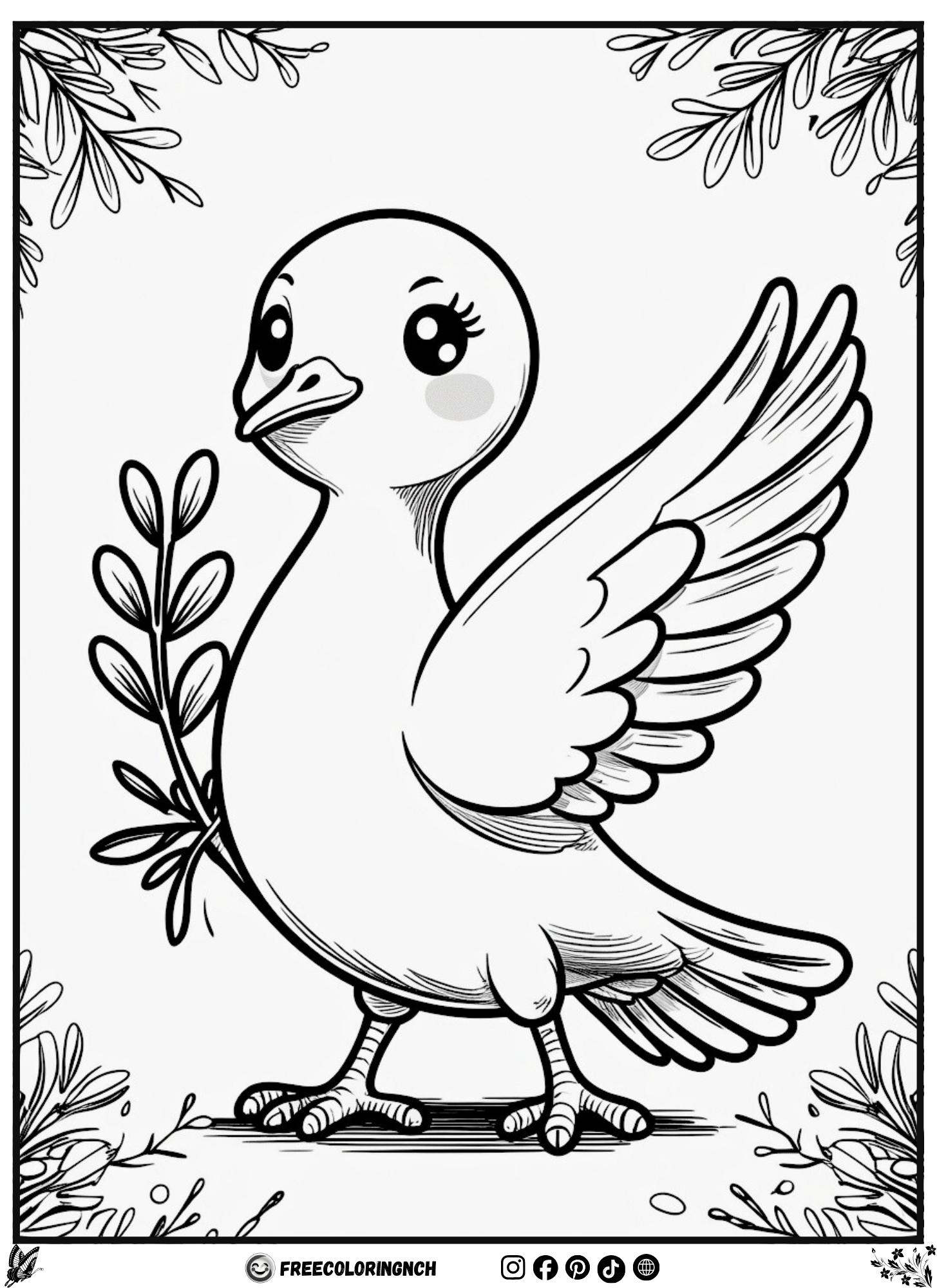 Cute Peace Dove Color Sheet for Kids