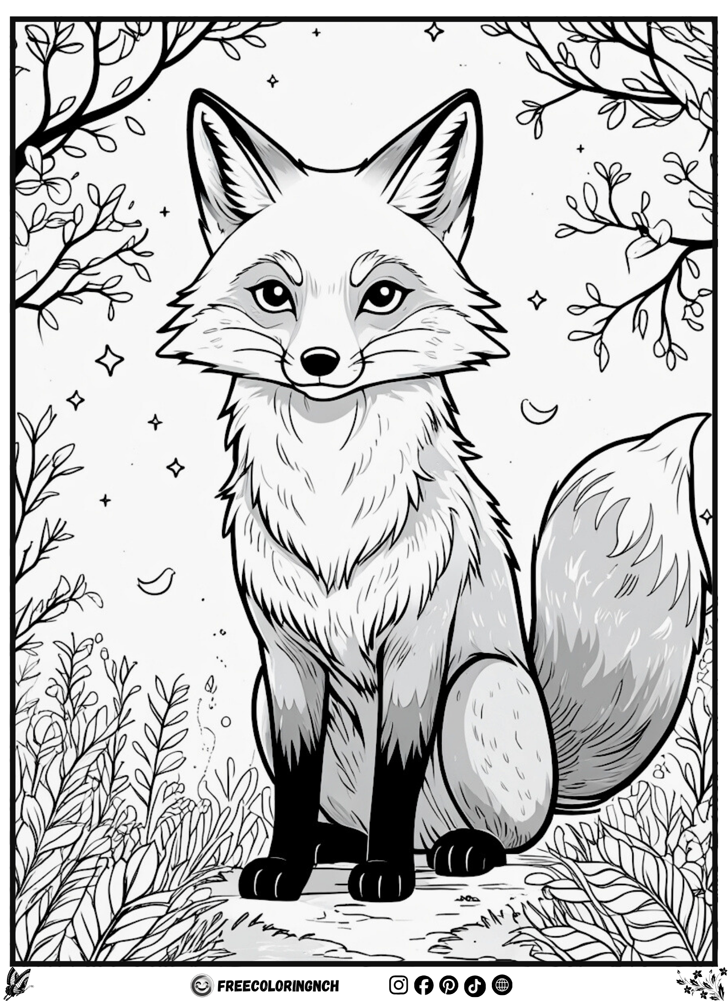 Cute Spirit Fox Coloring Page - Spirit Animal Coloring Pages