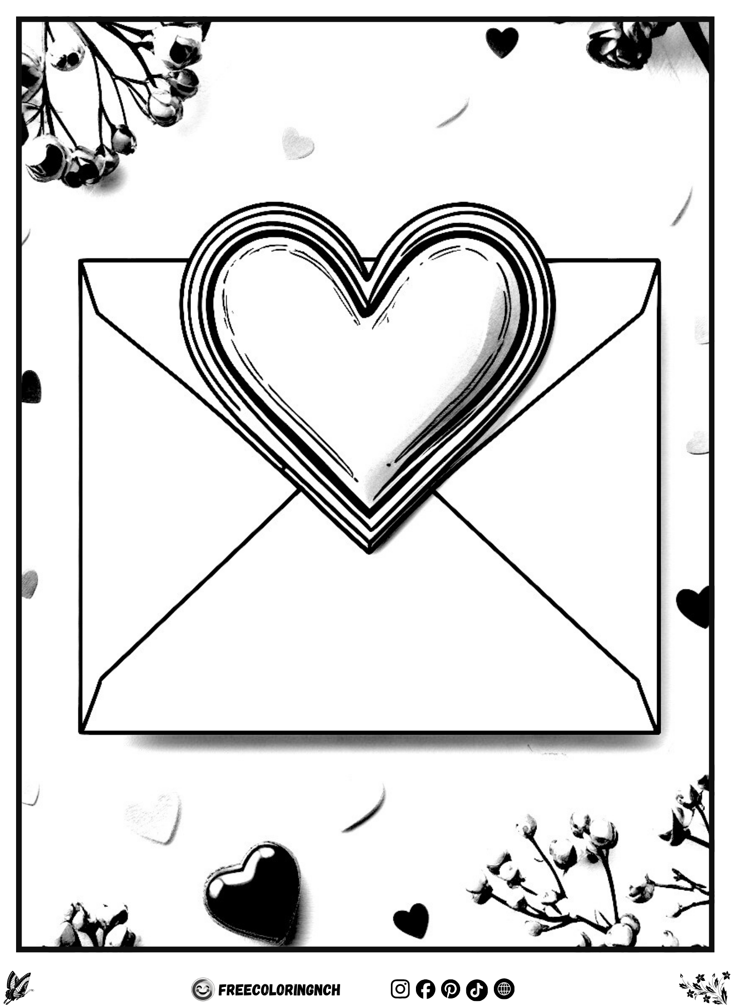 Valentine Love Envelope - Valentines Day Coloring pages free printable