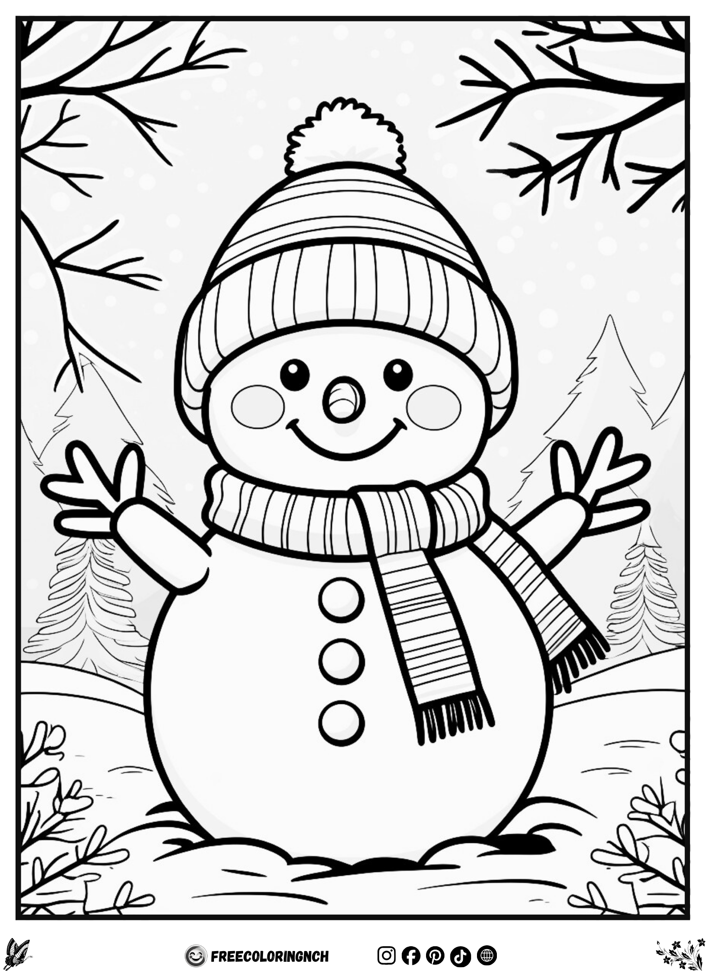 January coloring sheets printable snowman
