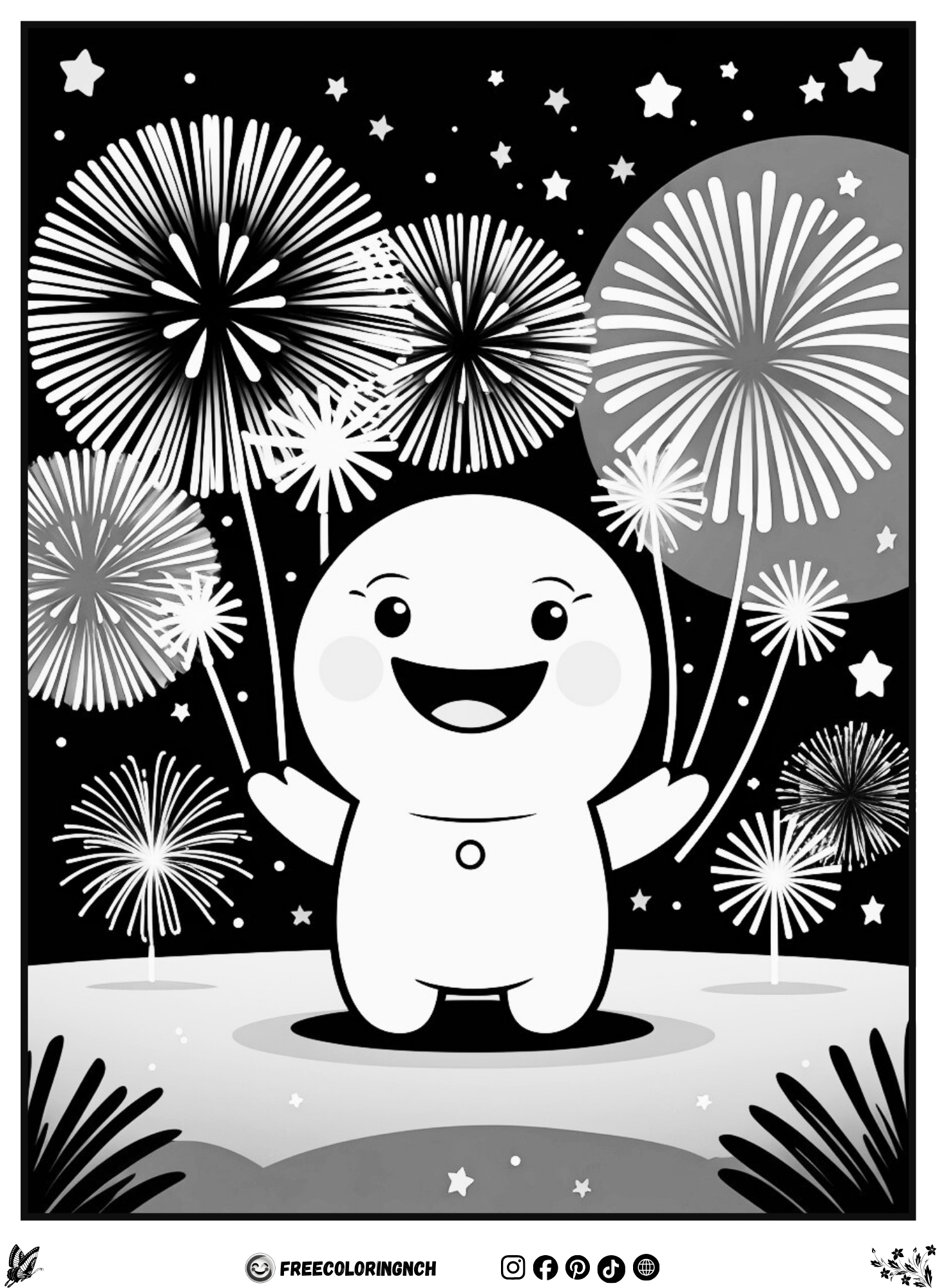 January coloring sheets printable Happy New Year