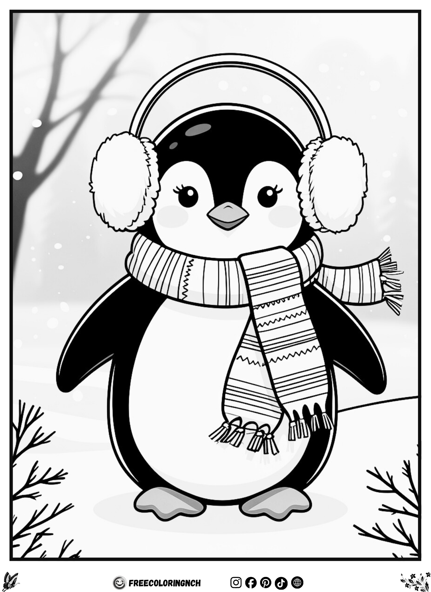 January coloring sheets printable penguin