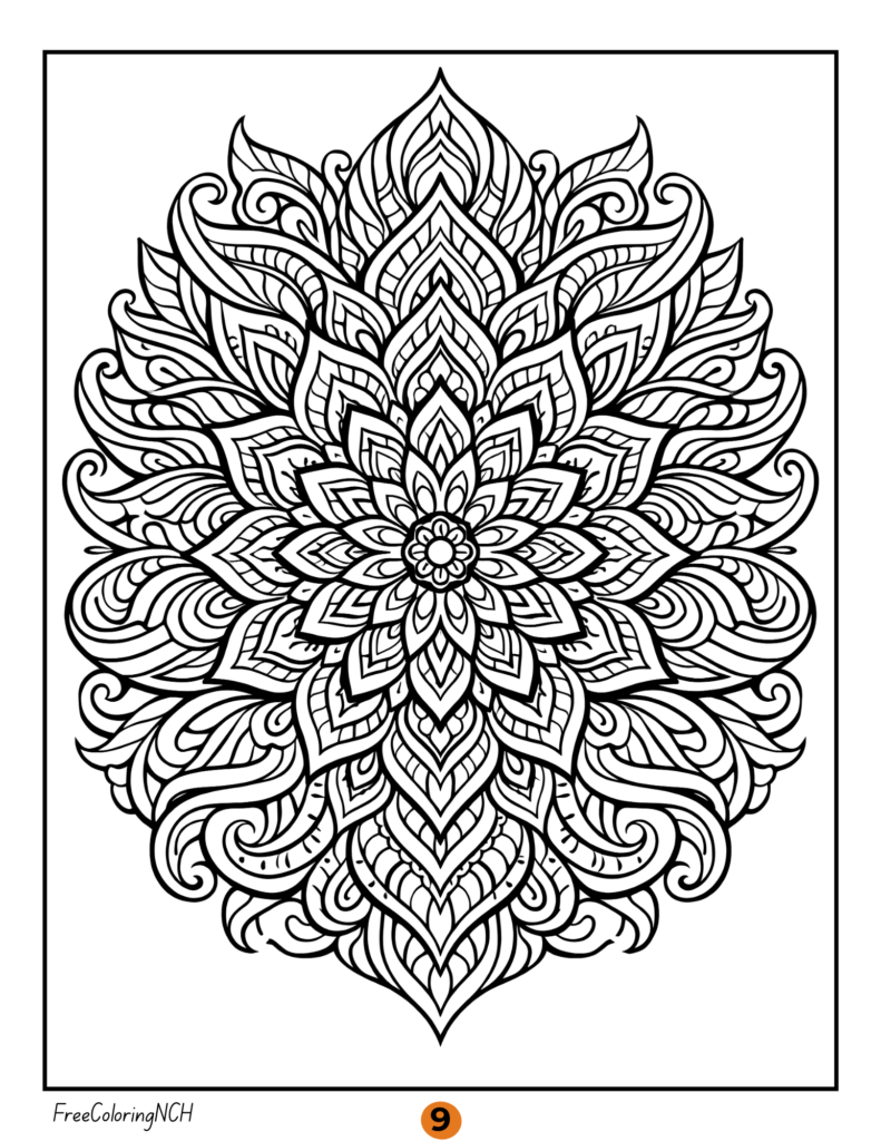 Printable mandala stress relief coloring page for adults