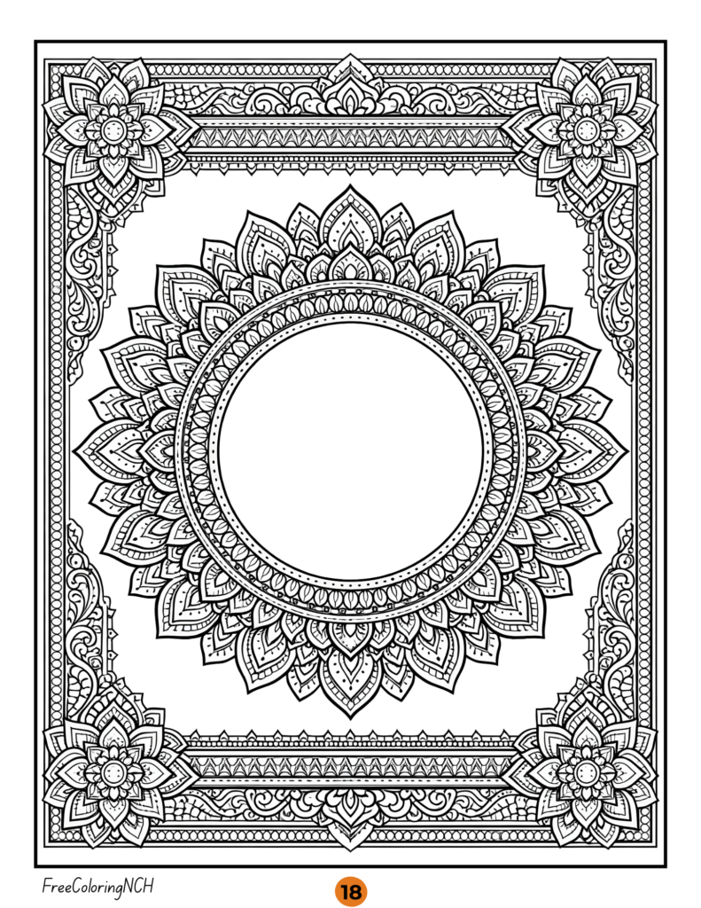 Adult mandala printable coloring sheet PDF