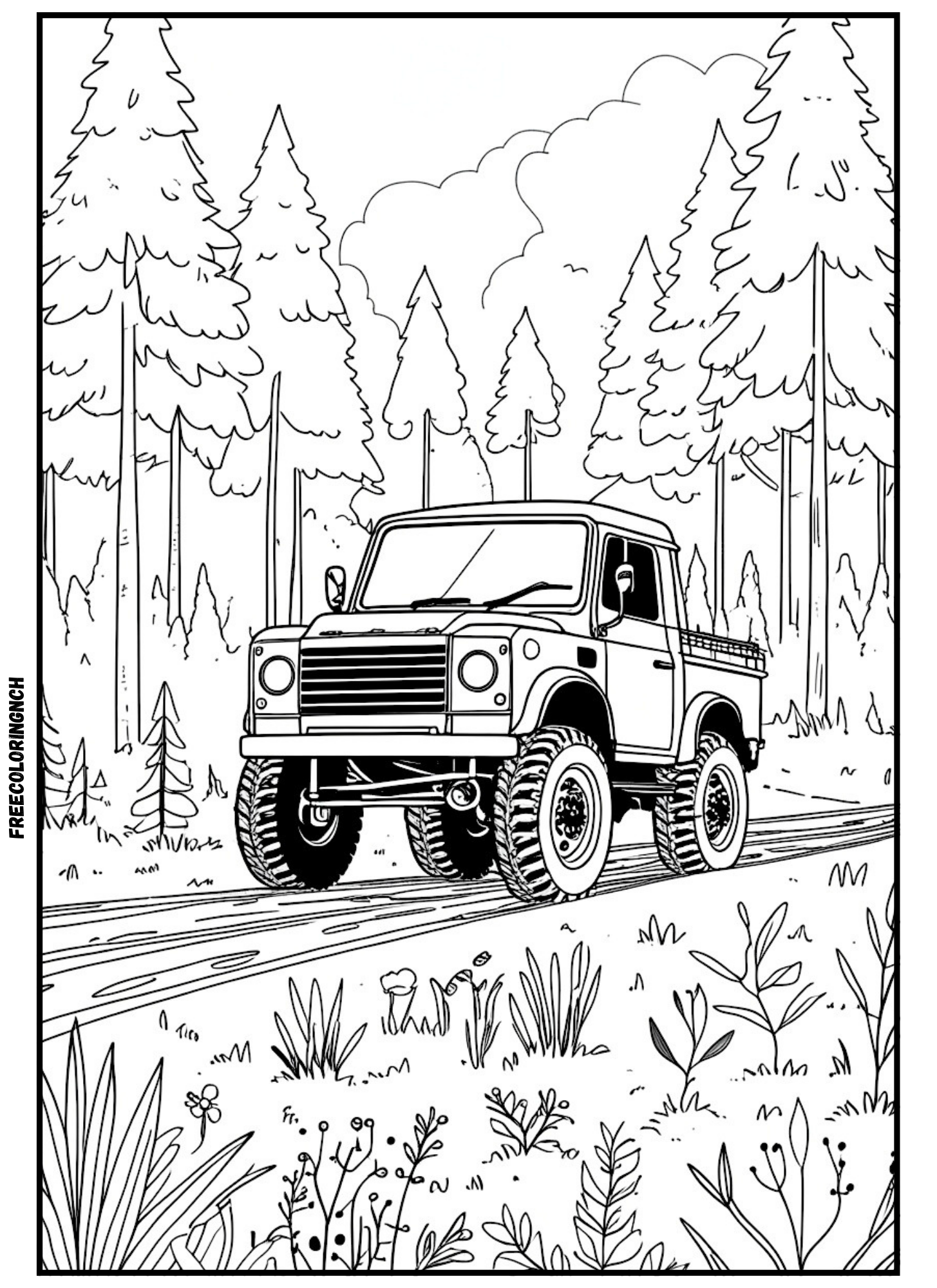 Forest Adventure Truck 2 Coloring Page