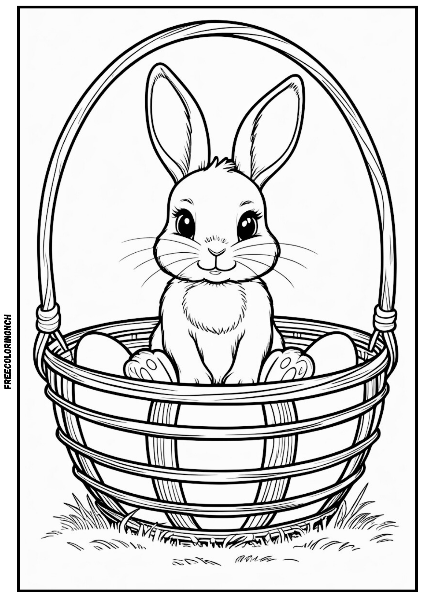 Bunny in Basket Coloring Page