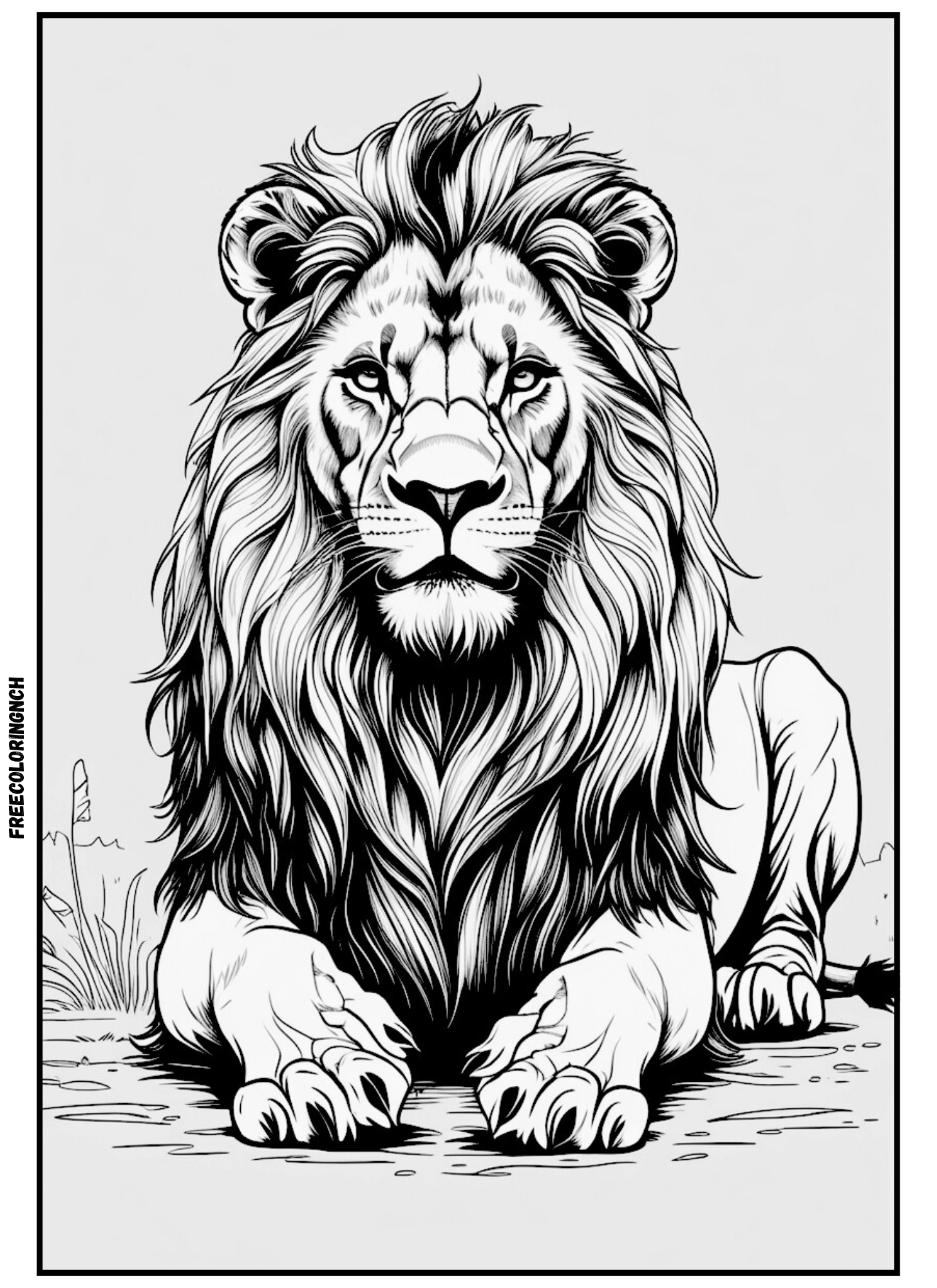 Lying Lion Coloring Page for Kids