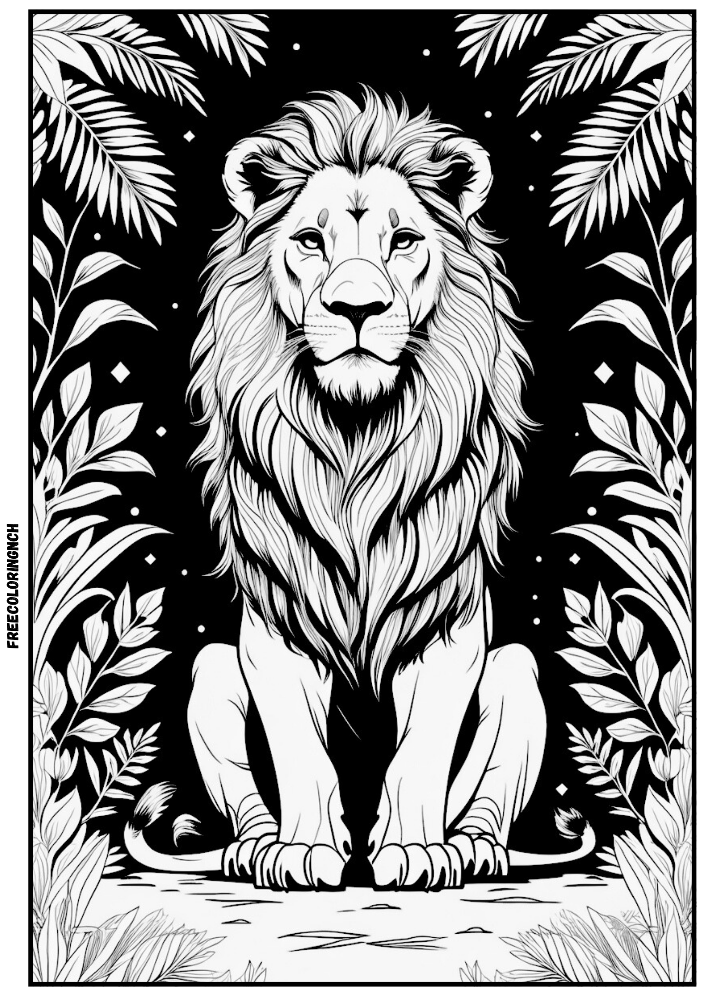 Sitting Lion Coloring Page for Kids
