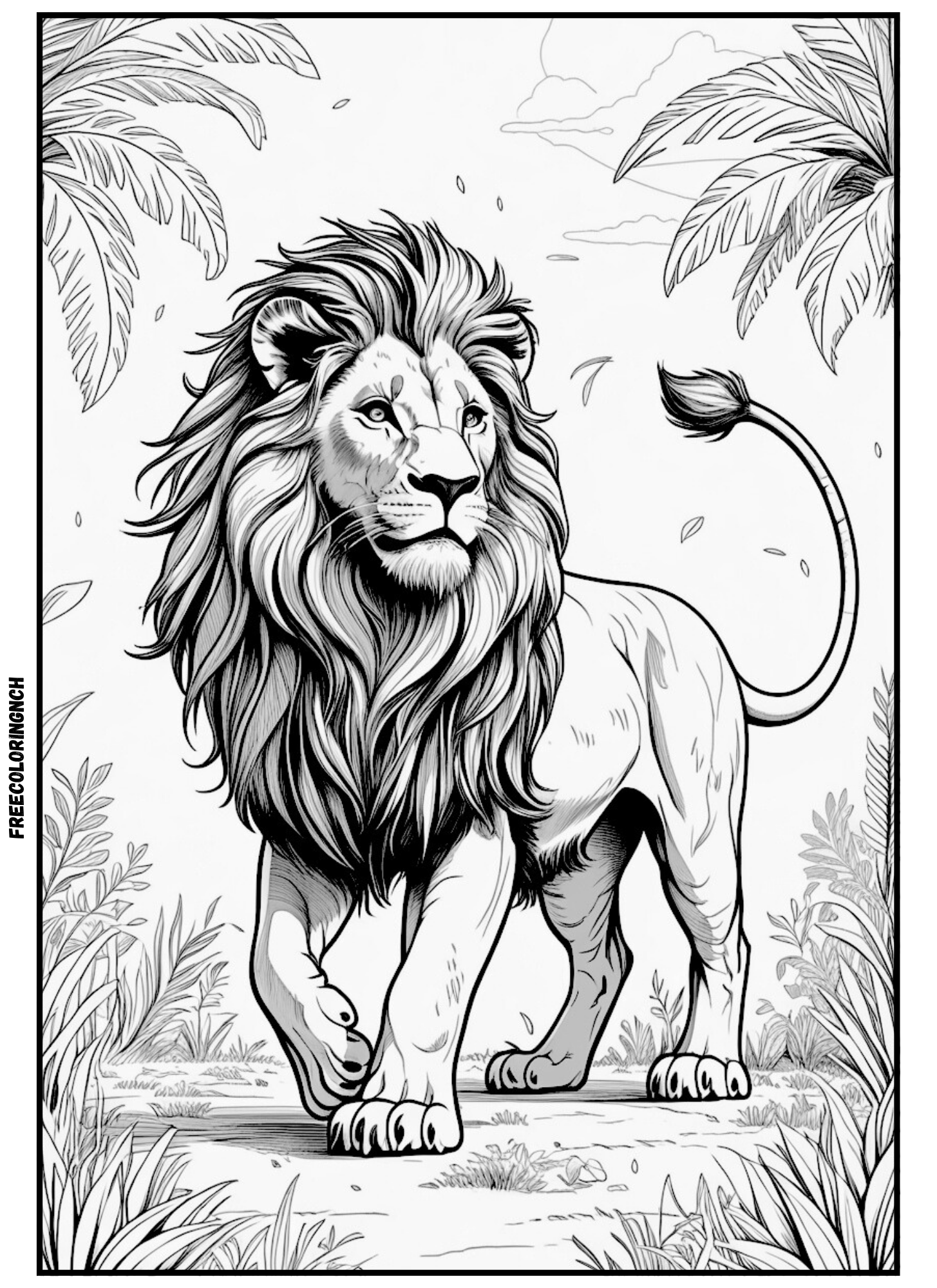 Playful Lion Coloring Page for Kids