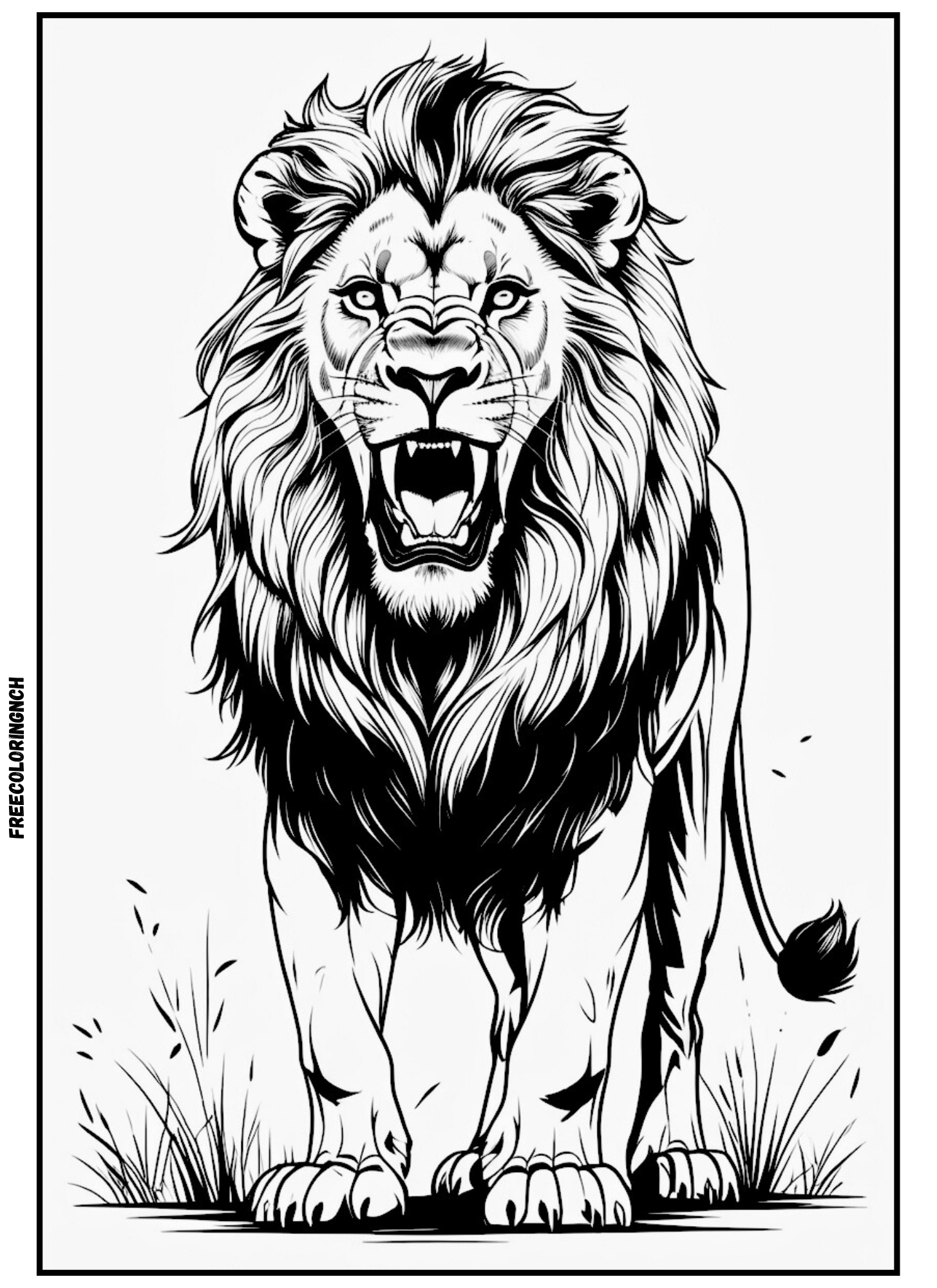 Roaring Lion Coloring Page for Kids