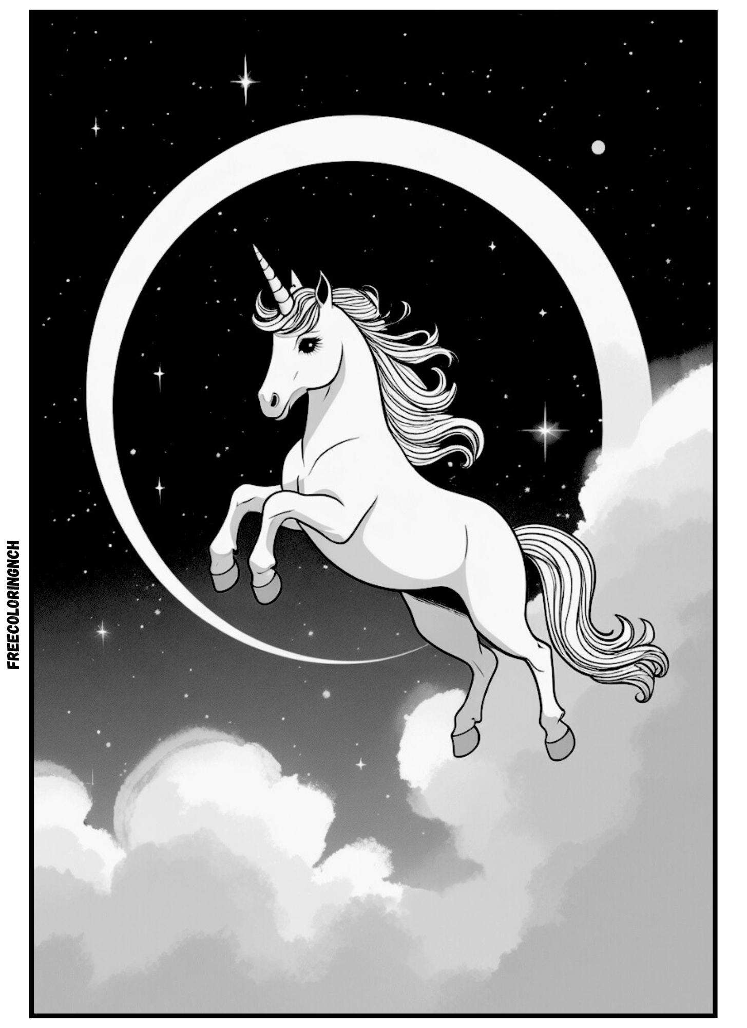 Jumping Unicorn Coloring Page