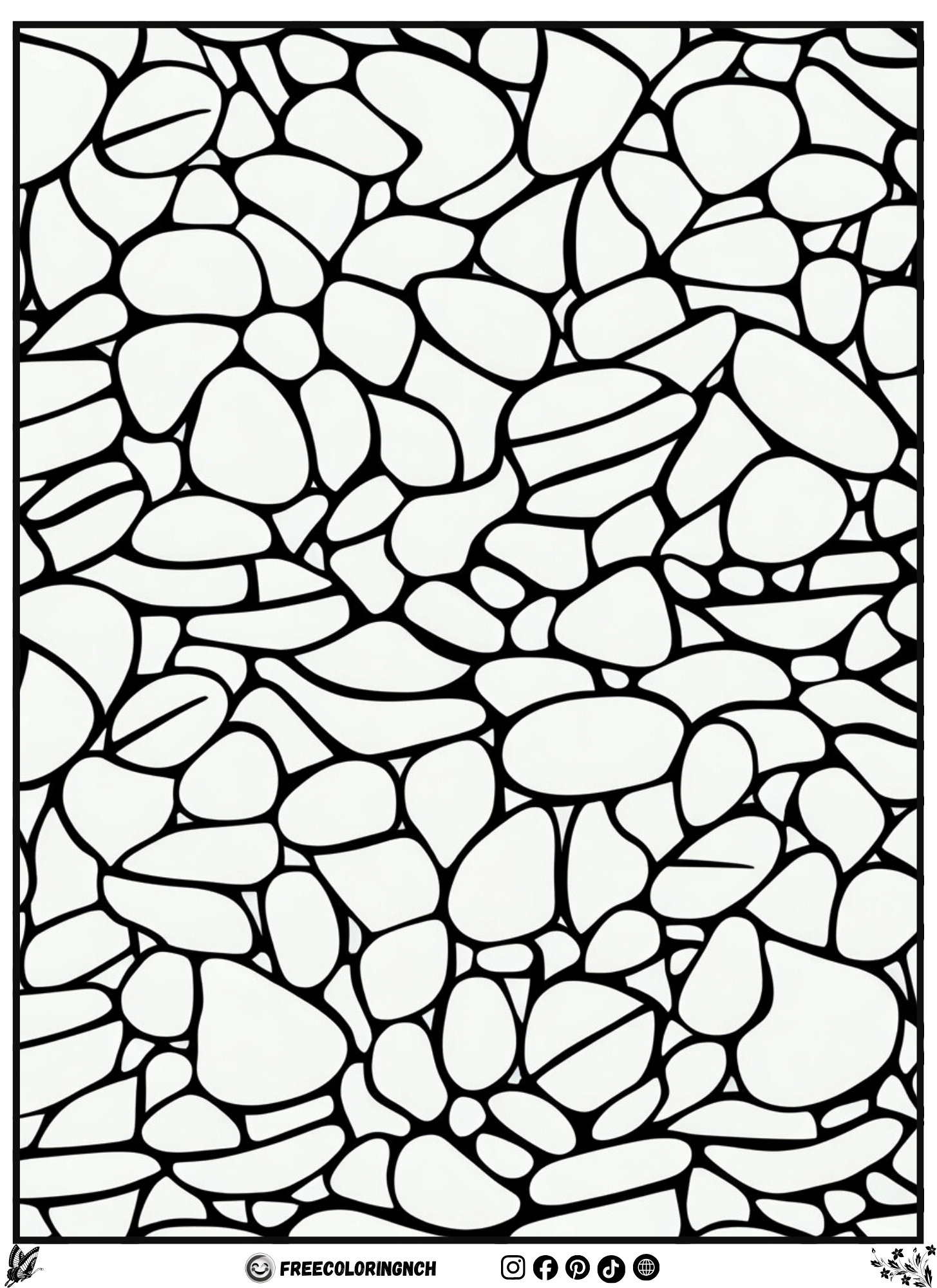 River Pebble Nature Coloring Sheet - free printable