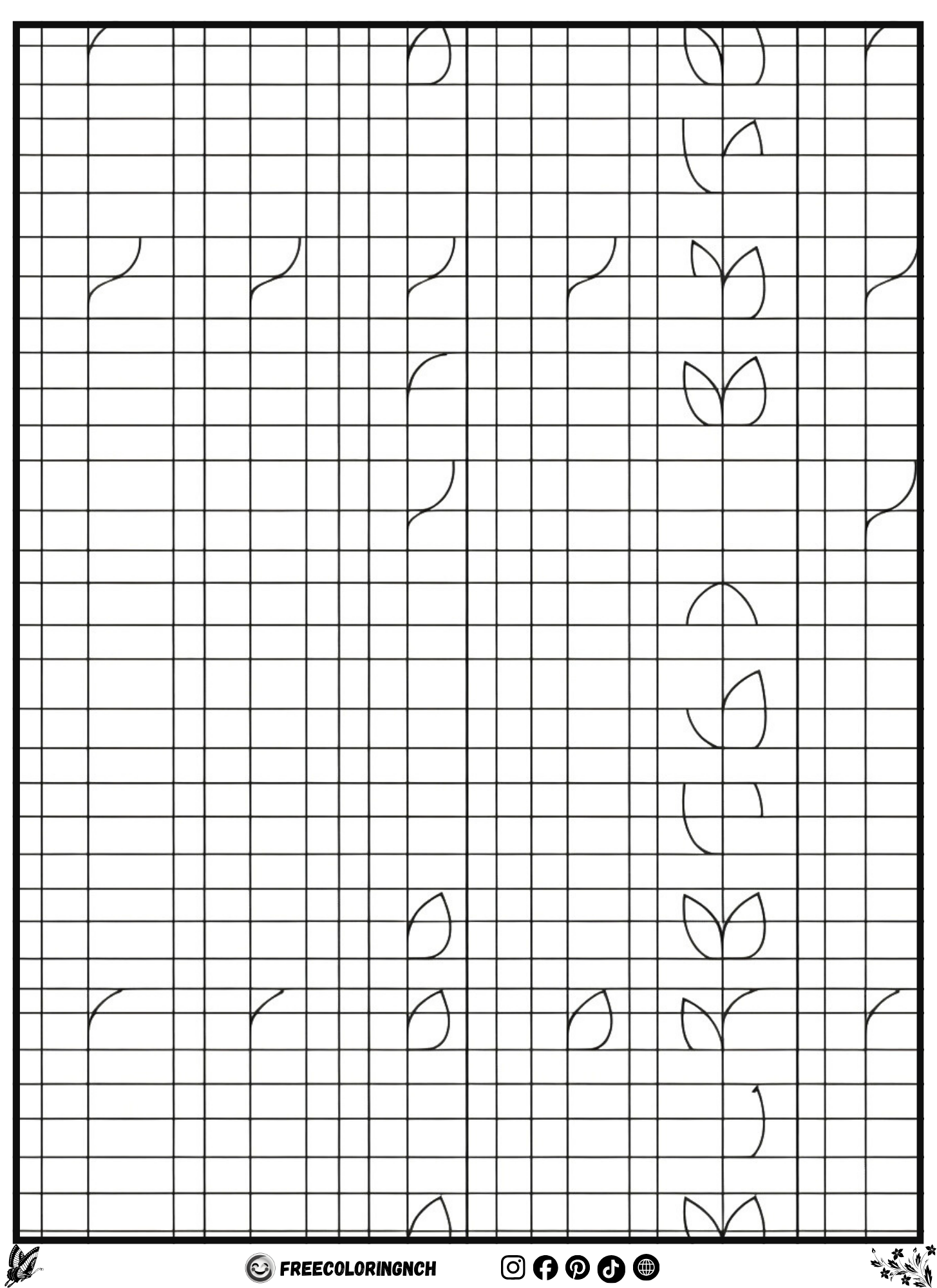 Scandinavian Leaf Nature Coloring Sheet - free printable