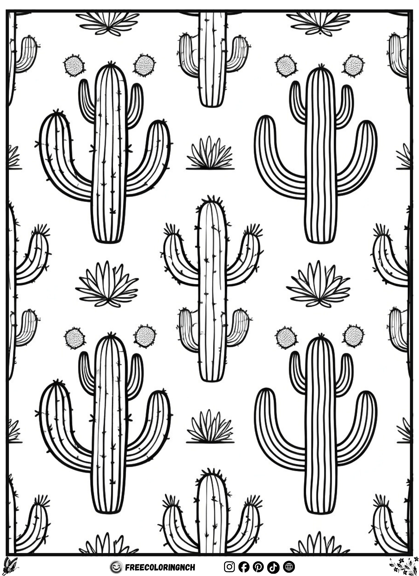 Desert Cactus Nature Coloring Sheet - free printable