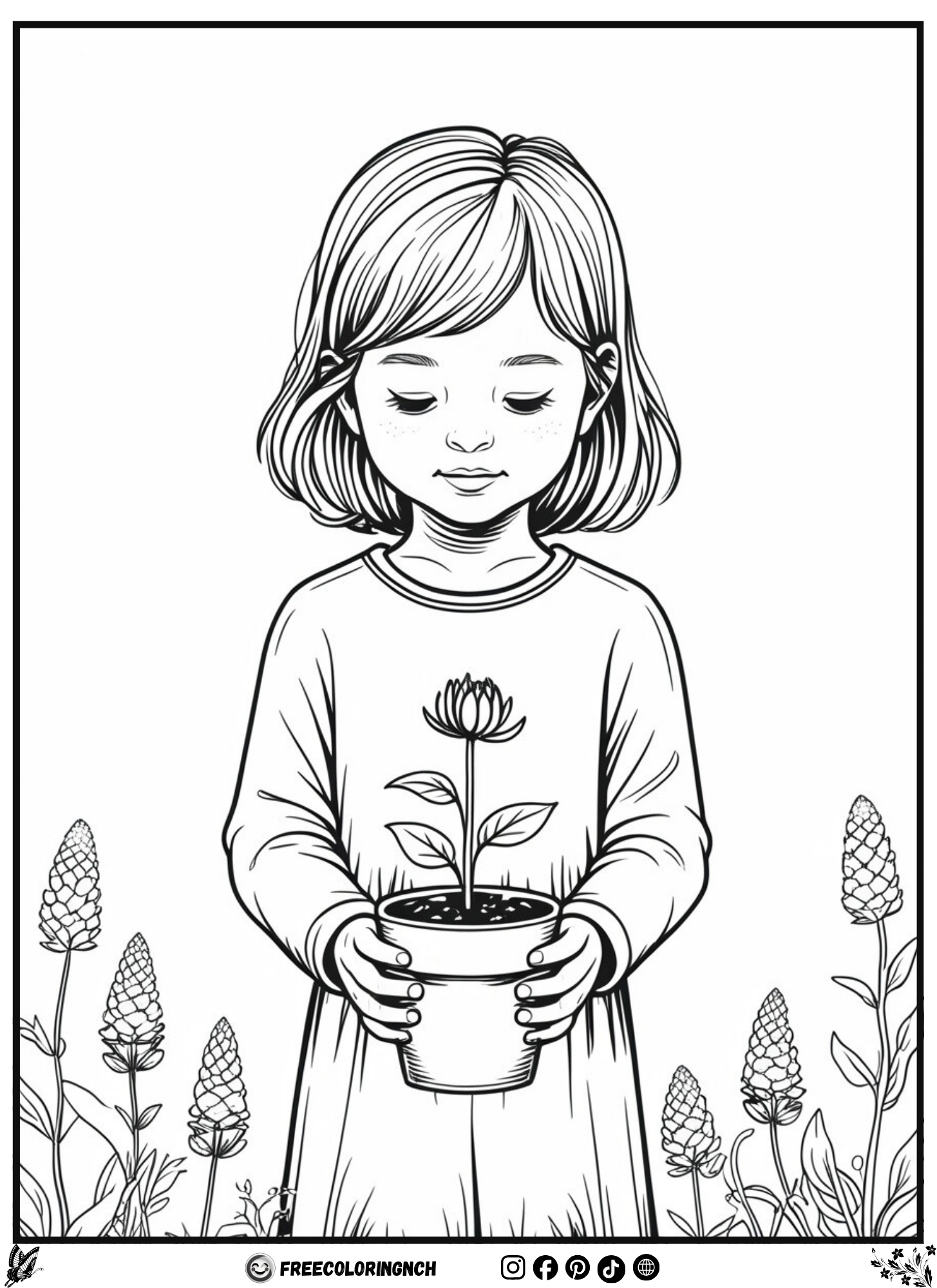 Free flower coloring pages - Wildflower Seedling printable