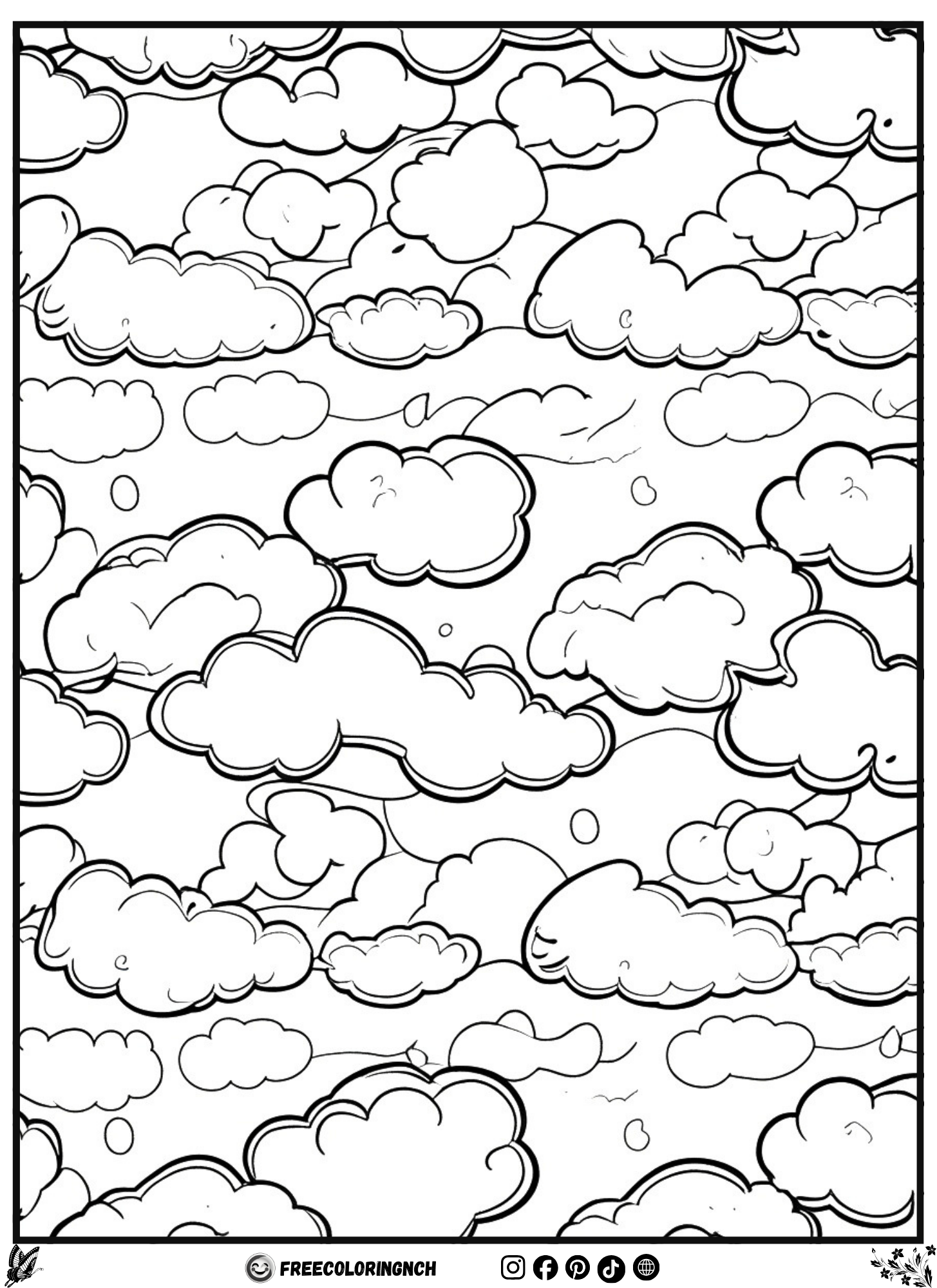 Organic Cloud Nature Coloring Sheet - free printable