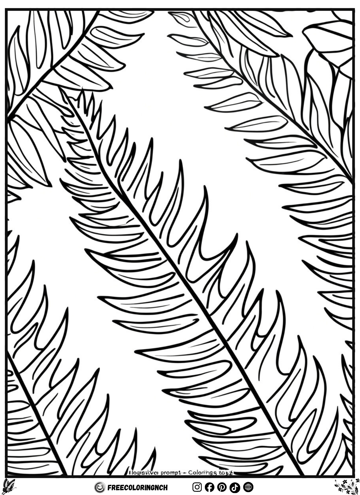 Forest Fern Nature Coloring Sheet - free printable