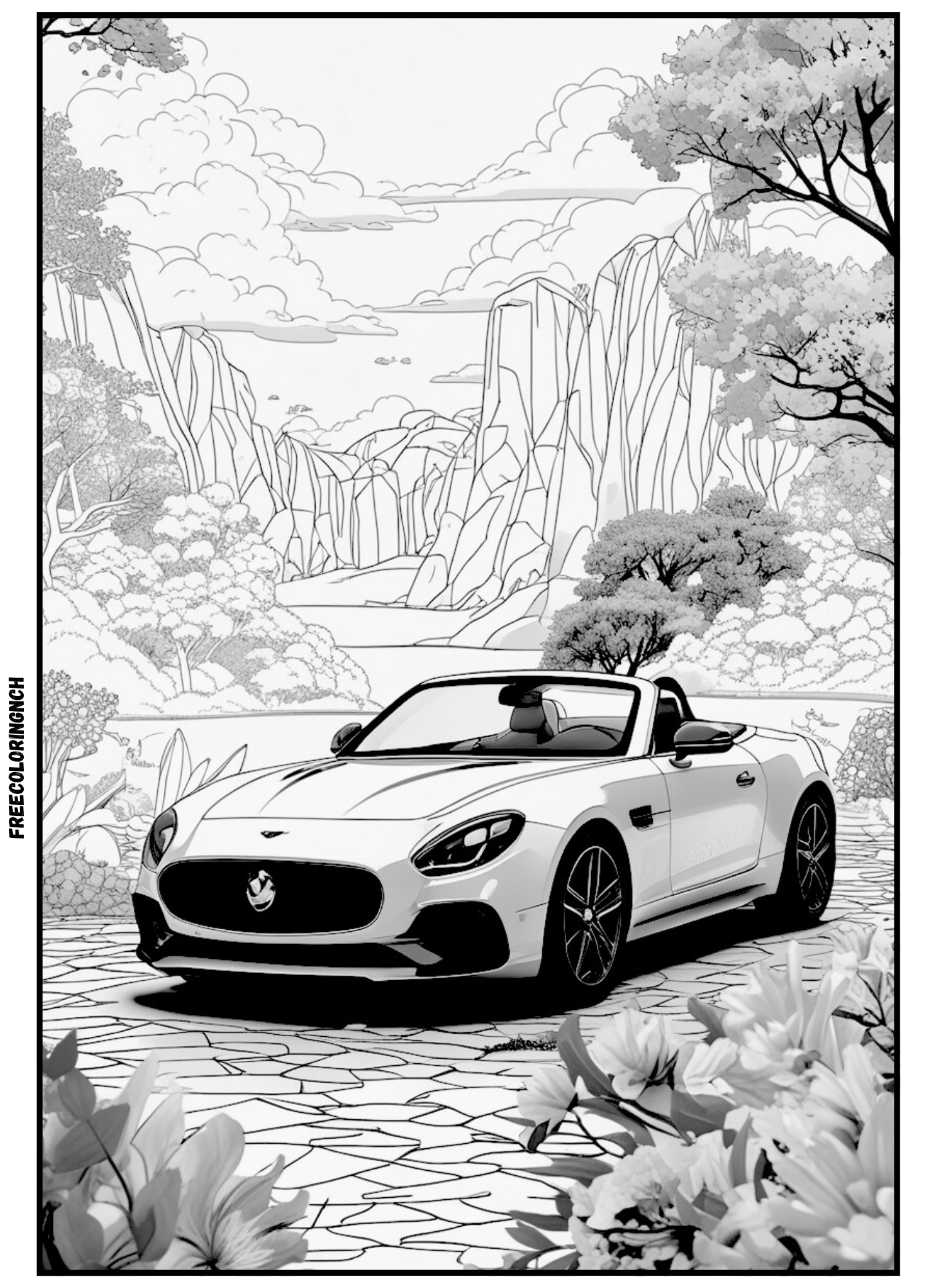 Minimalist Convertible Car Coloring Page