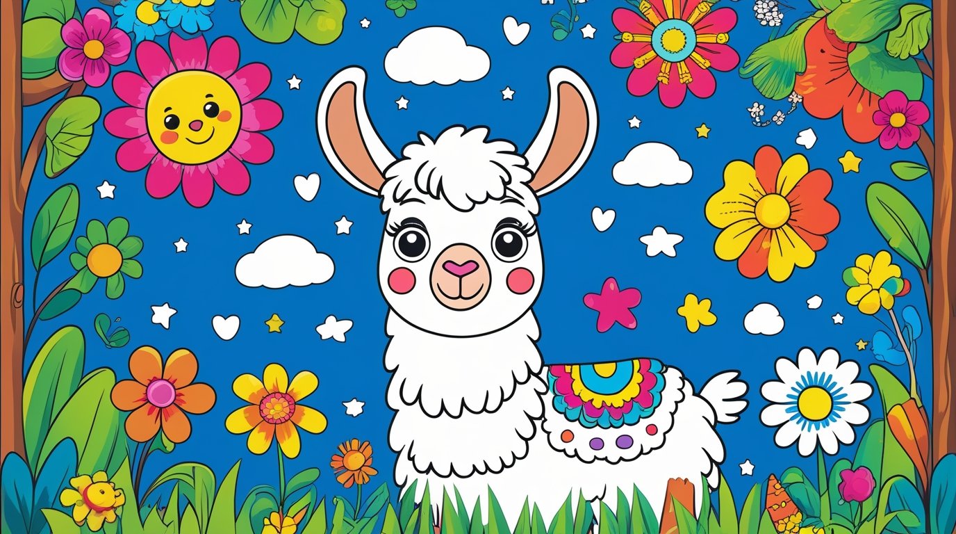 Curious Llama – Farm Animals Coloring Pages Printable for Kids
