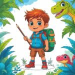Dino Adventure Boy Coloring Sheets fully colored, vibrant and fun, perfect for kids’ learning activities