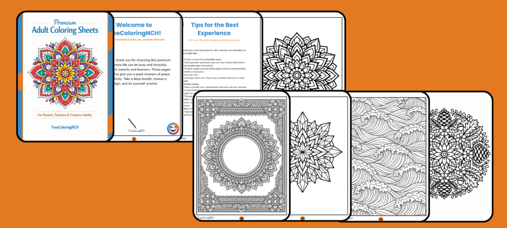 Bold line mandala coloring page preview from premium PDF